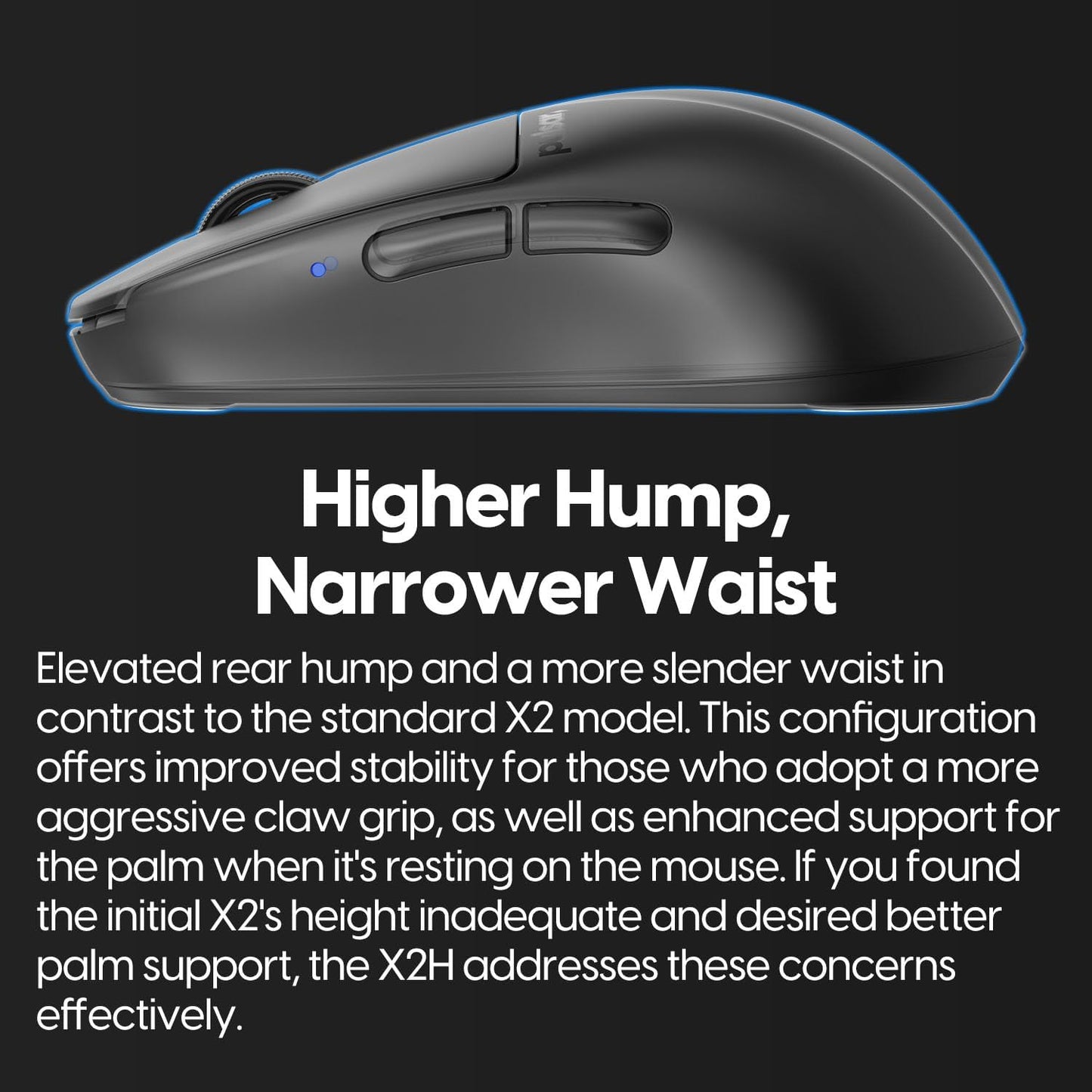 Pulsar Gaming Gears X2H mini Wireless Gaming Mouse, Ultra Lightweight 1.83 oz (52 g), Symmetrical, Optical Switch, 2.4 Ghz 1 ms, 26000 DPI, PAW3395 Sensor (Mini, Wireless, Black)