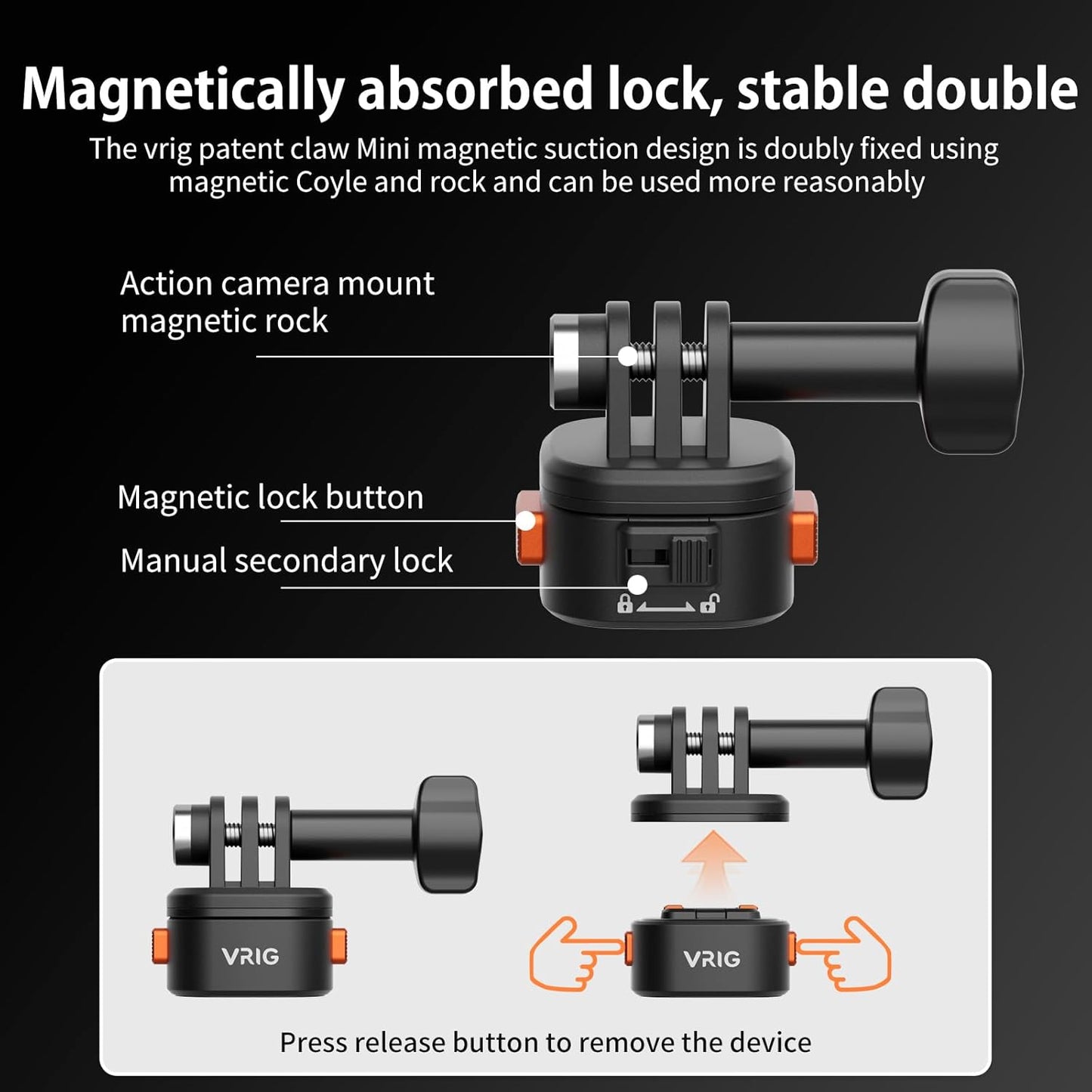 VRIG Quick Release Base Mount Kit for GoPro Accessories, Magnetic Quick Release Camera Tripod Mounts for Insta 360, DJI Osmo Action 5Pro/4/3,Go Pro Hero 13 12 11 10 9,with 1/4" Screw Hole for Tripod