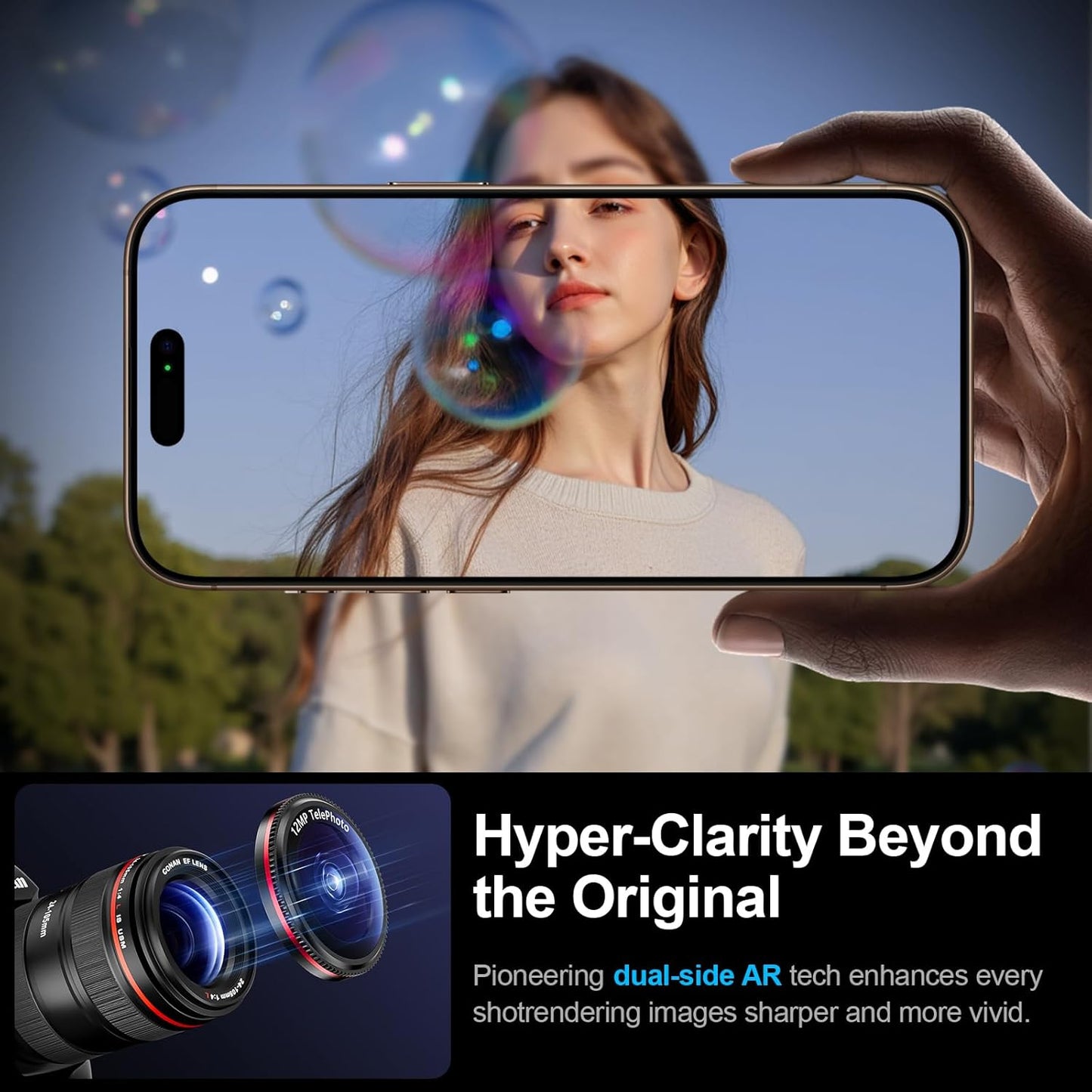 X-it 2 Pack Camera Lens Protector, Shatterproof Anti-Scratch Ultra HD Mechanical Gear Camera Protector, Anti-Glare Tempered Glass Lens Protector for iPhone 15/15 Plus/14/14 Plus,Case Friendly,BlackRed