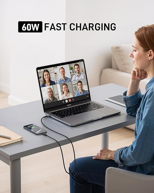 USB C Cable Fast Charging 6FT, 2Pack USB A to USB C Cable for CarPlay, Durable Braided USB Type C iPhone Charger USBC Cord for iPhone 17/16/15/Pro Max/Plus, Samsung Galaxy S23 and More-Black