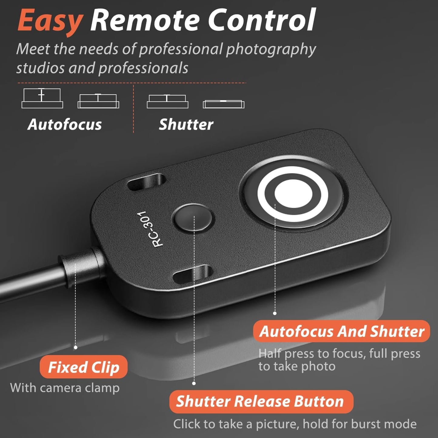 for Canon RS-80N3 Shutter Release Cable R5 R5C R5II 5DIV 5D3 5D2 6DII Remote Camera Small Shutter Release Control 11.8in/30cm Cable Remote Wired Button 1DX Mark II,1ds ii (RC301-N3 11.8in/30cm)