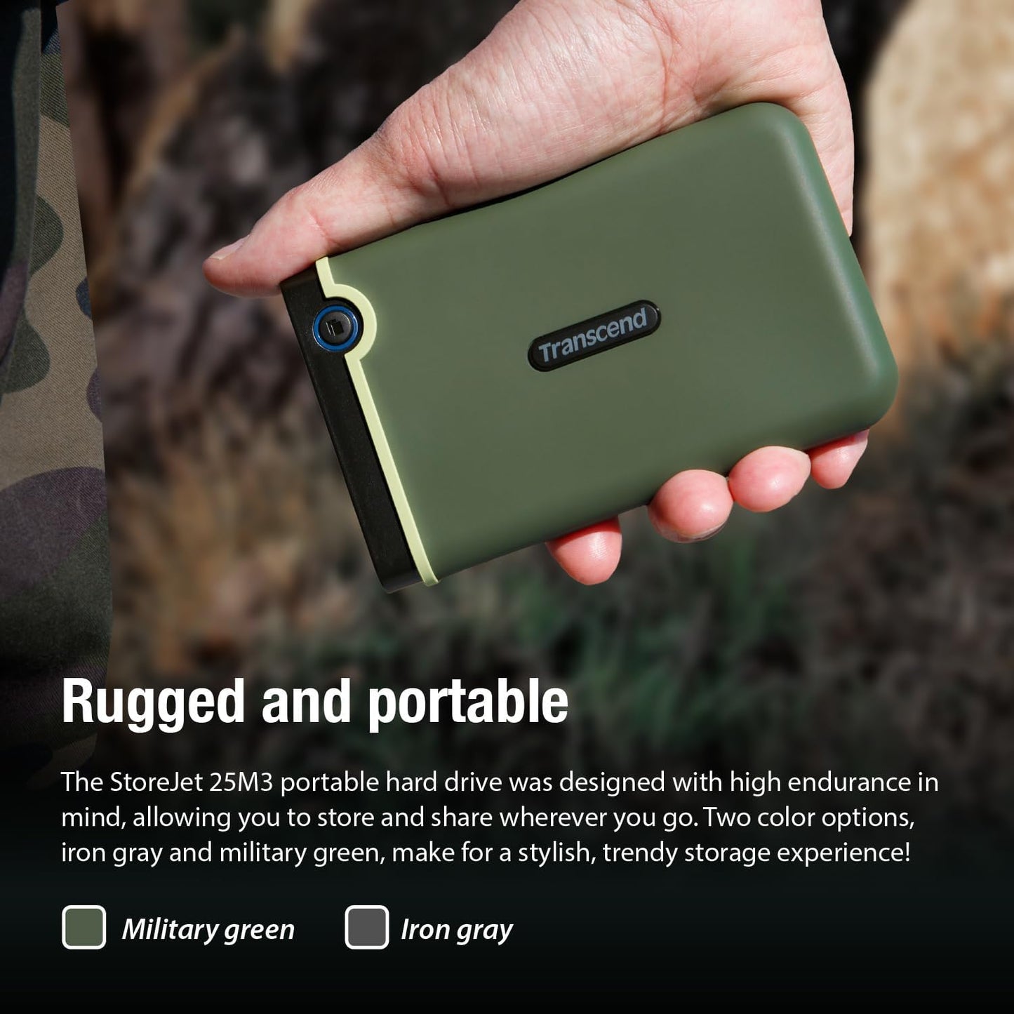 Transcend 2TB USB 3.1 Gen 1 StoreJet 25M3S SJ25M3S Rugged External Hard Drive TS2TSJ25M3S
