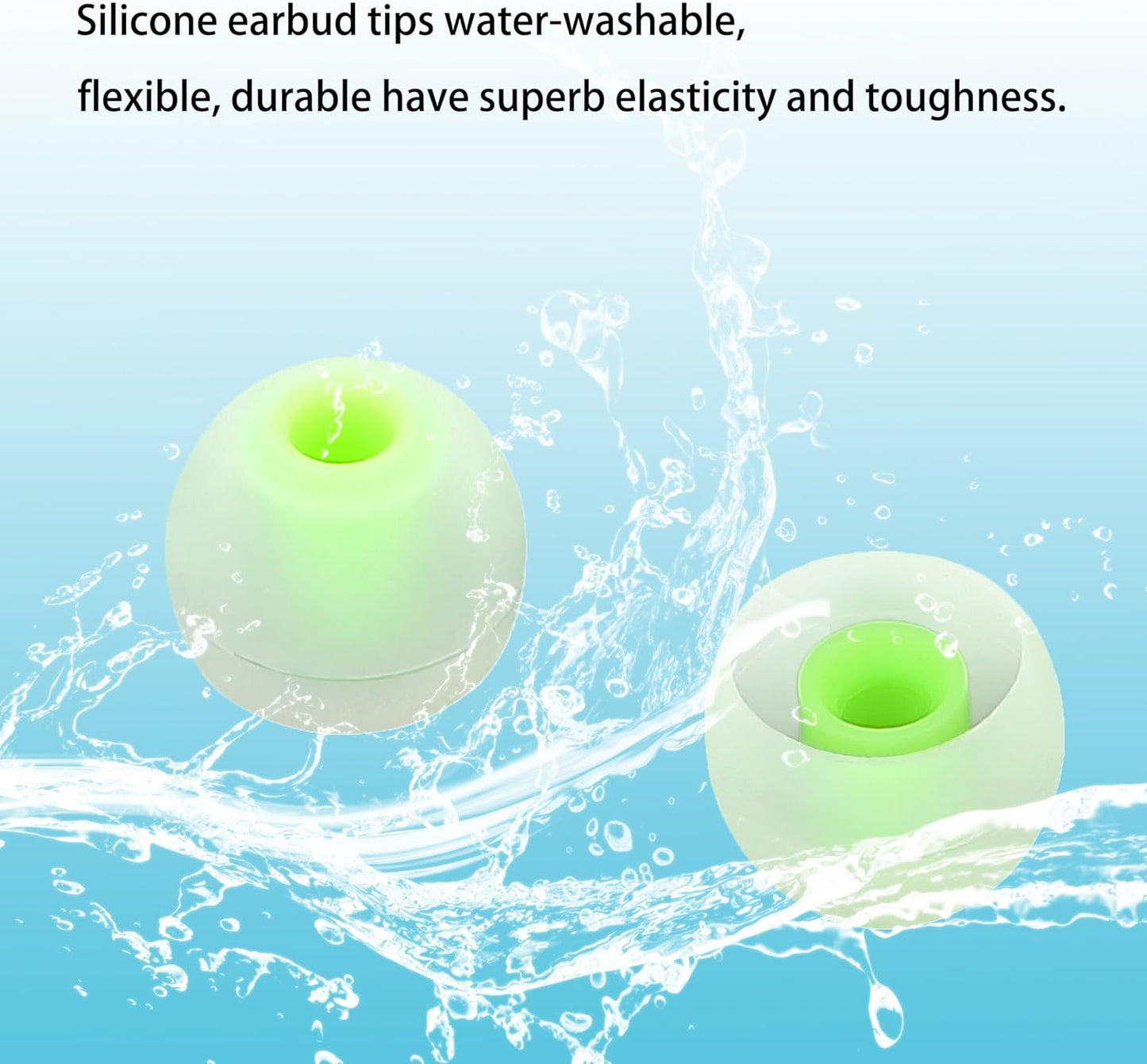 Silicone Earbud Tips - S M L, Fit Most In-Ear Earbuds (Inner Hole 3.8mm - 5.1mm), 9 Pairs