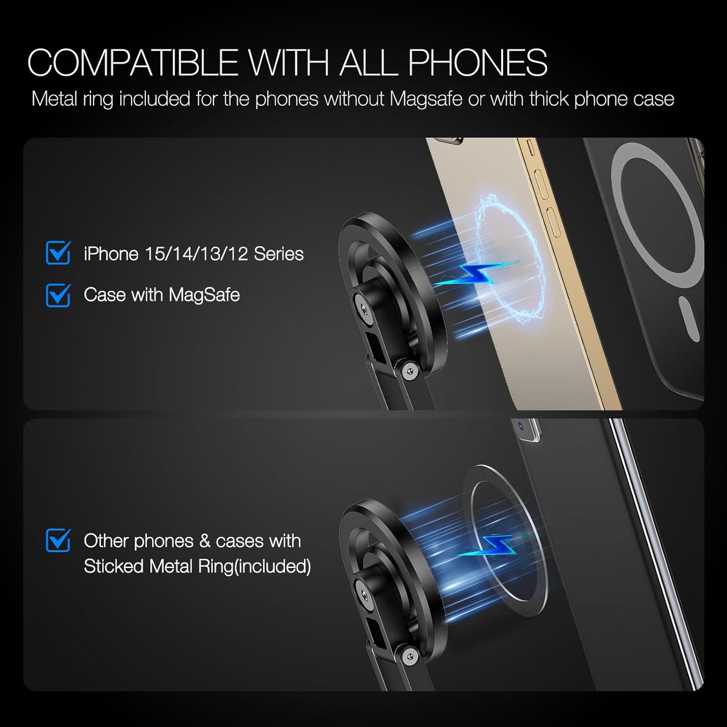 Magnetic Pocket Phone Tripod Foldable Compatible with Magsafe for iPhone 15/14/13/12 Plus Pro Max Series, Mini Cell Phone Tripod Mount Handle Smartphone Desk Stand Travel All in One