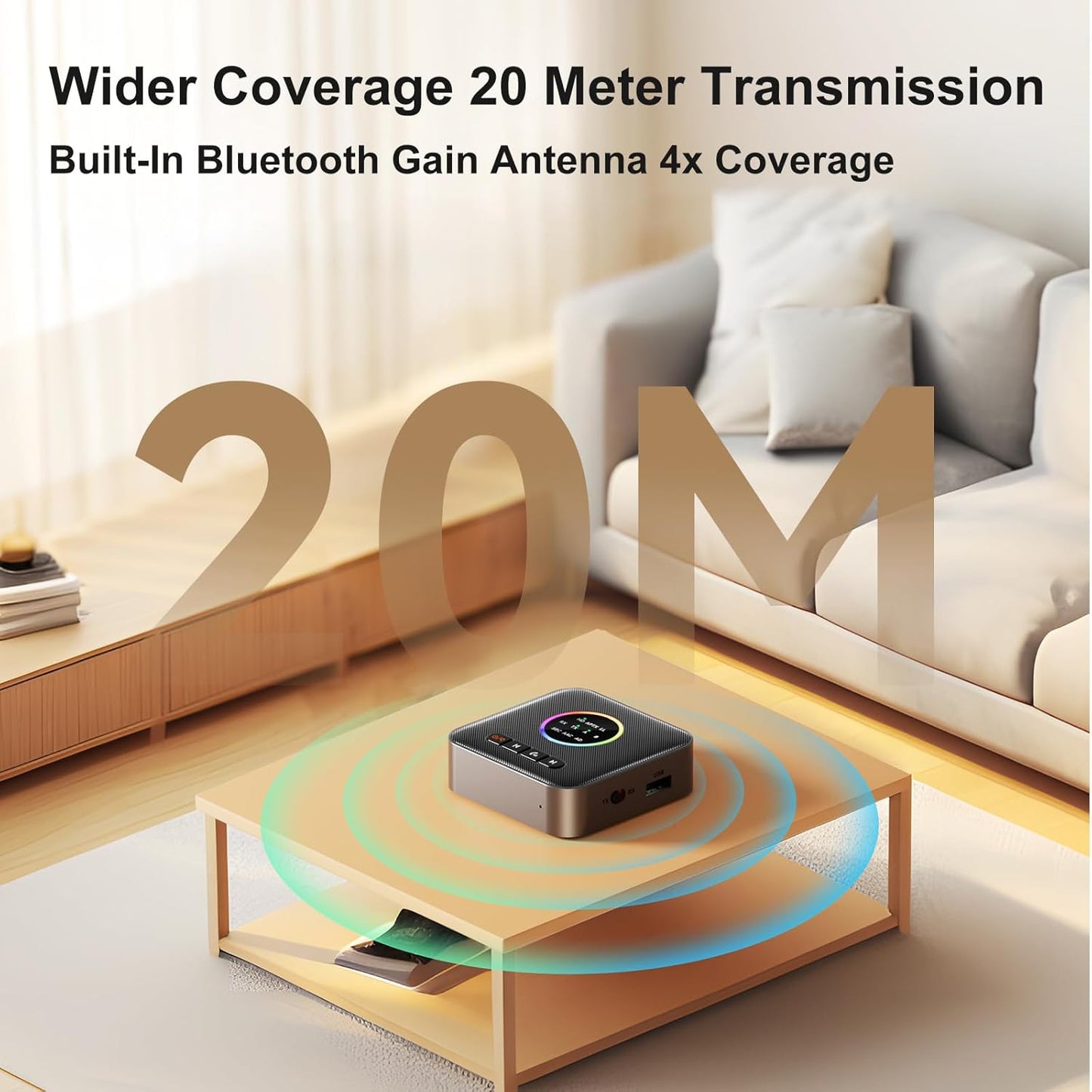 Upgrade Bluetooth 5.2 Transmitter Receiver aptX Adaptive/Low Latency/HD Bluetooth Adapter Support 2 AirPods Headphones, Wireless HiFi Audio Receiver with AUX RCA USB for TV/Car/PC/Home Stereo/Speakers