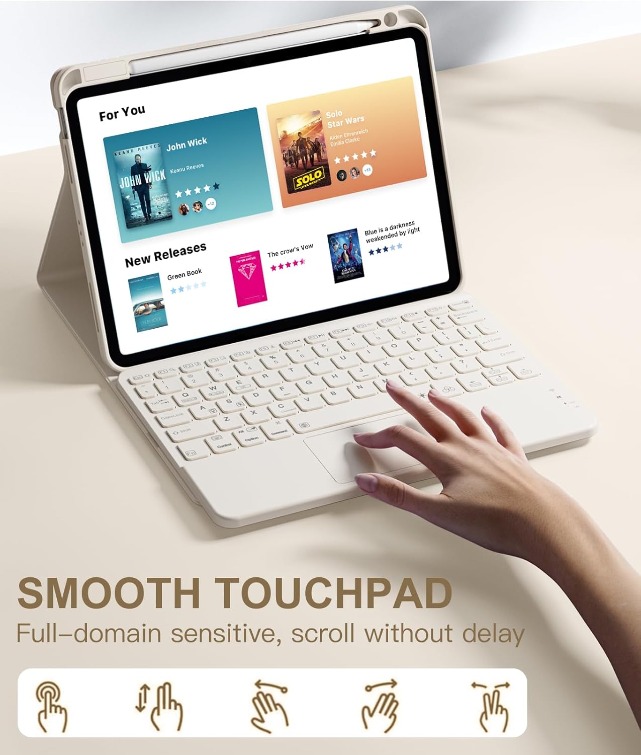 Compatible with iPad Air 11 Inch & Air 5th/ Air 4th Generation Case with Keyboard - Multi-Touch Trackpad, 7-Color Backlit, Detachable Folio Cover for Air 11-inch M3/M2 (2025/2024) (Starlight)