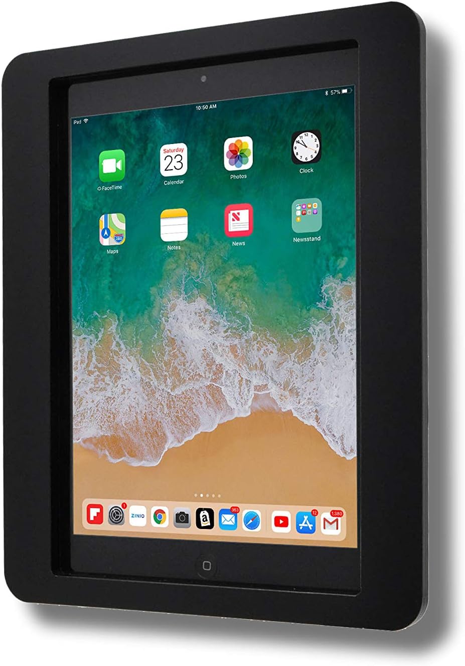 TABcare Anti-Theft Acrylic VESA Enclosure for Apple iPad 5/6 9.7" with Free Wall Mount Kit & 90-Degree Angle Charge Cable (iPad 5/6 9.7", Black)
