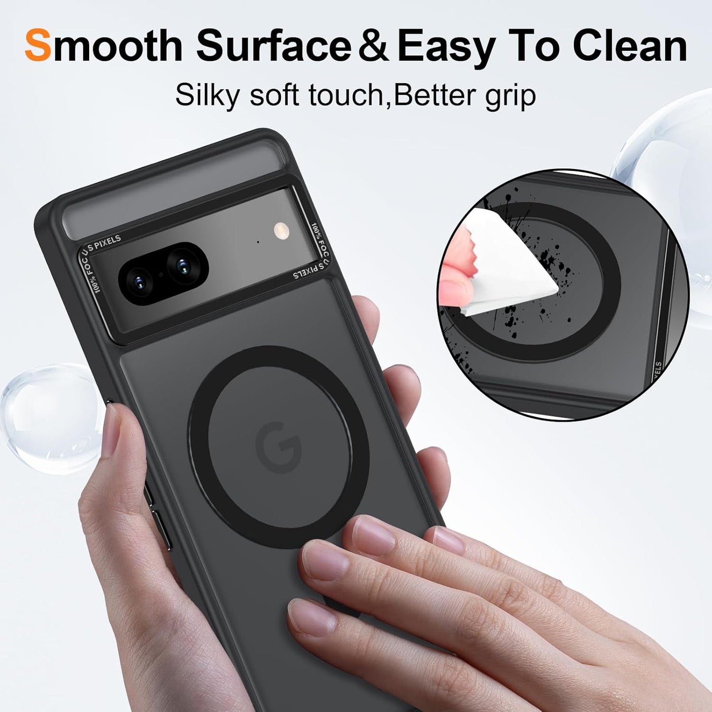 Magnetic for Google Pixel 7 Case, [Military Grade Drop Protection] [Compatible with MagSafe] Shockproof Slim Translucent Matte Anti-Slip for Women Girls Men Case, Black