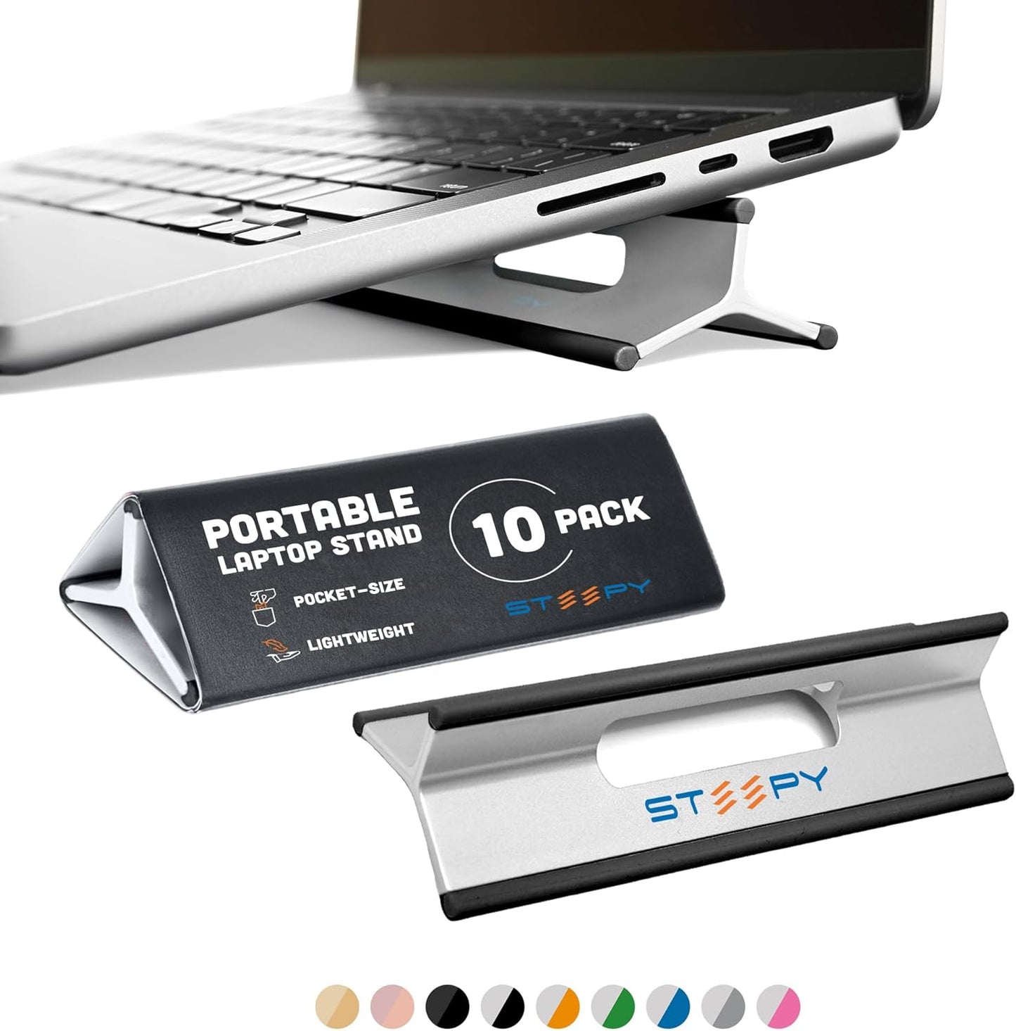 Steepy Adjustable Laptop Stand - 3 Height Computer Riser for Desk