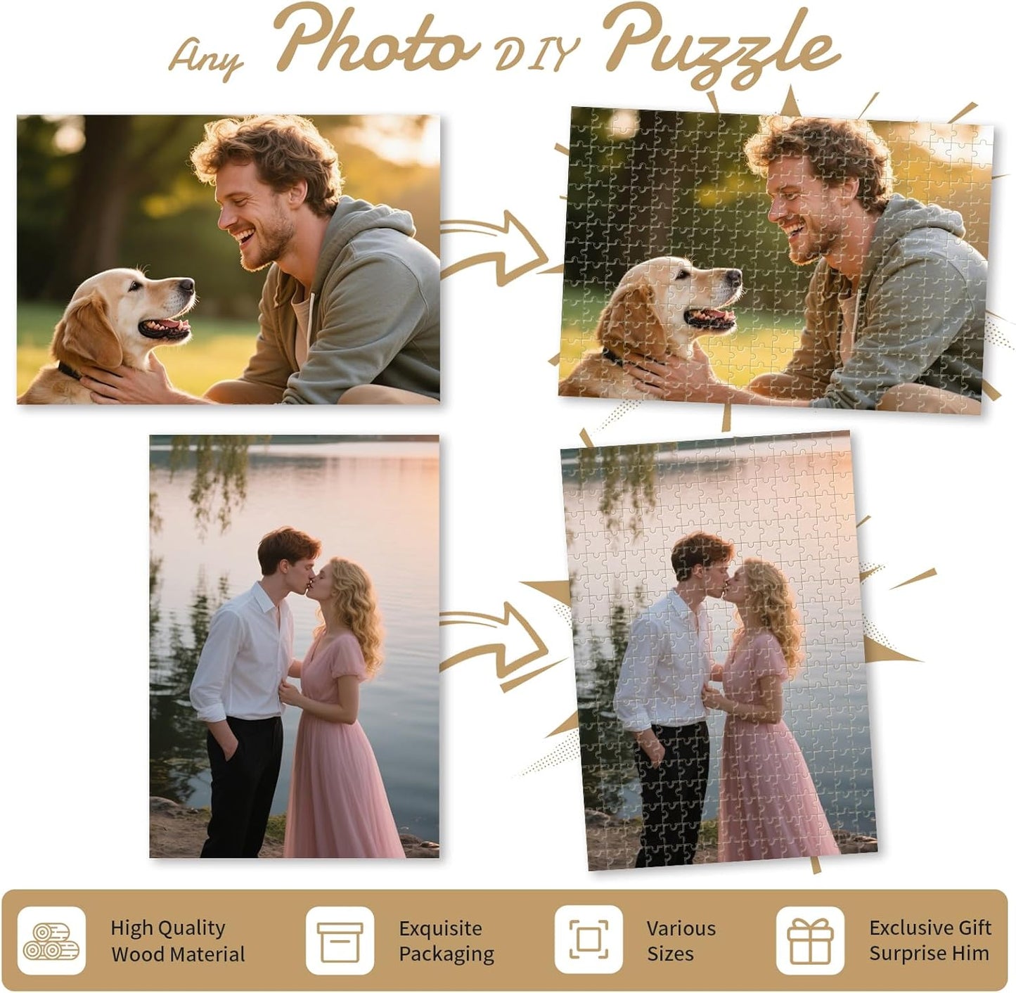 Custom Photo Puzzle – Personalized 1500 Piece Jigsaw Puzzle from Your Photo – Perfect Puzzle Gift for Families, Pets, Weddings, Anniversaries, Adults & Couples(1500-vertical)