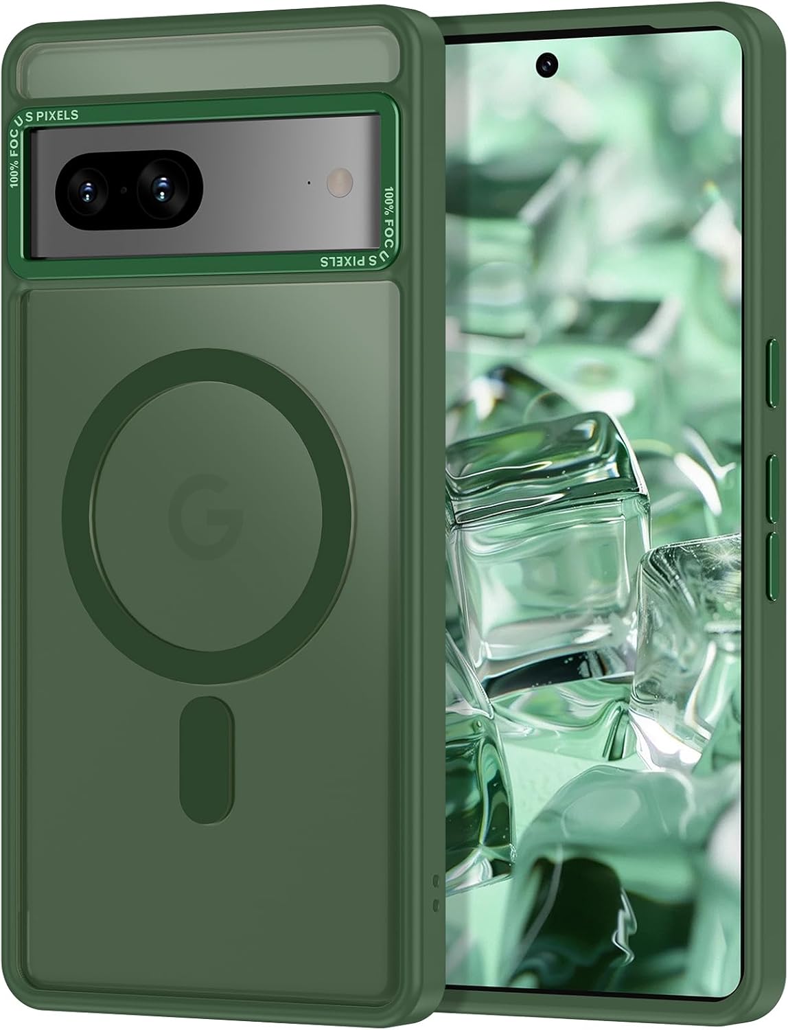 Magnetic for Google Pixel 7 Case, [Military Grade Drop Protection] [Compatible with MagSafe] Shockproof Slim Translucent Matte Anti-Slip for Women Girls Men Case, Forest Green