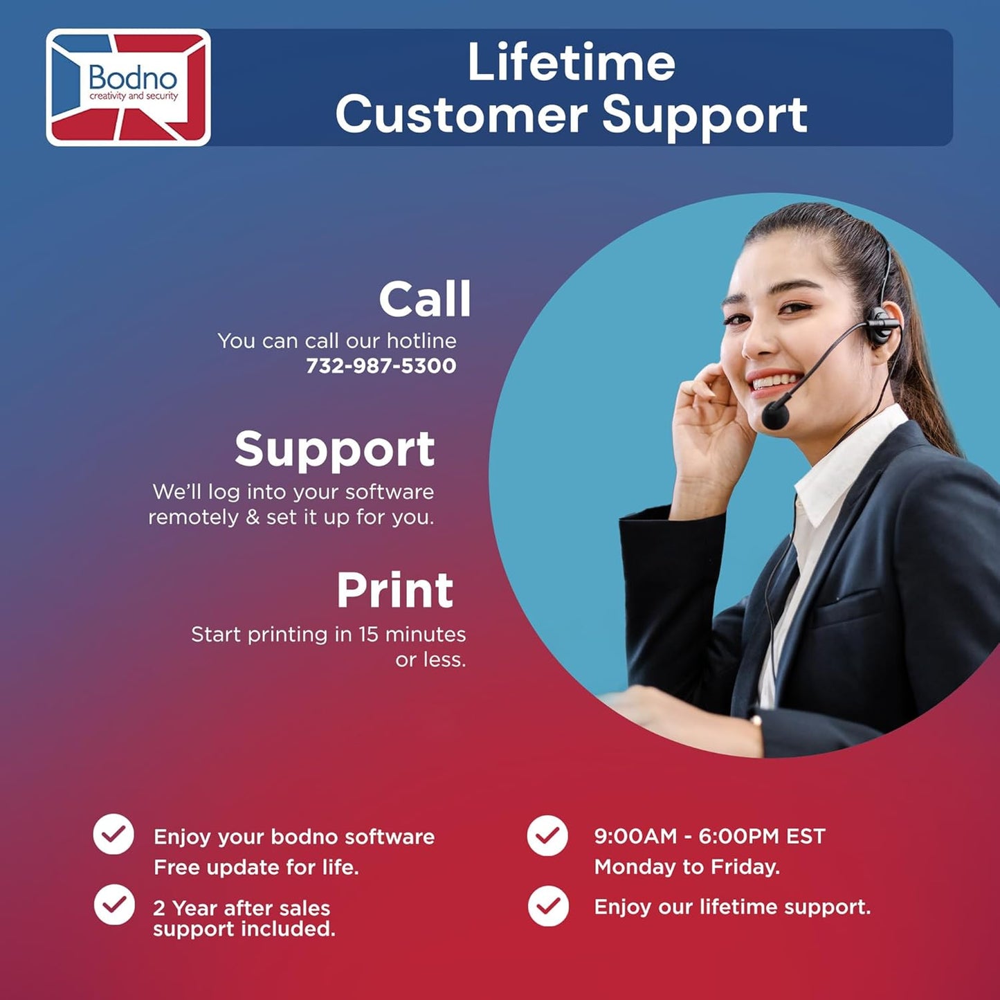 Bodno Seaory S25 Single Sided ID Card Printer & Complete Supplies Package ID Software - Silver Edition