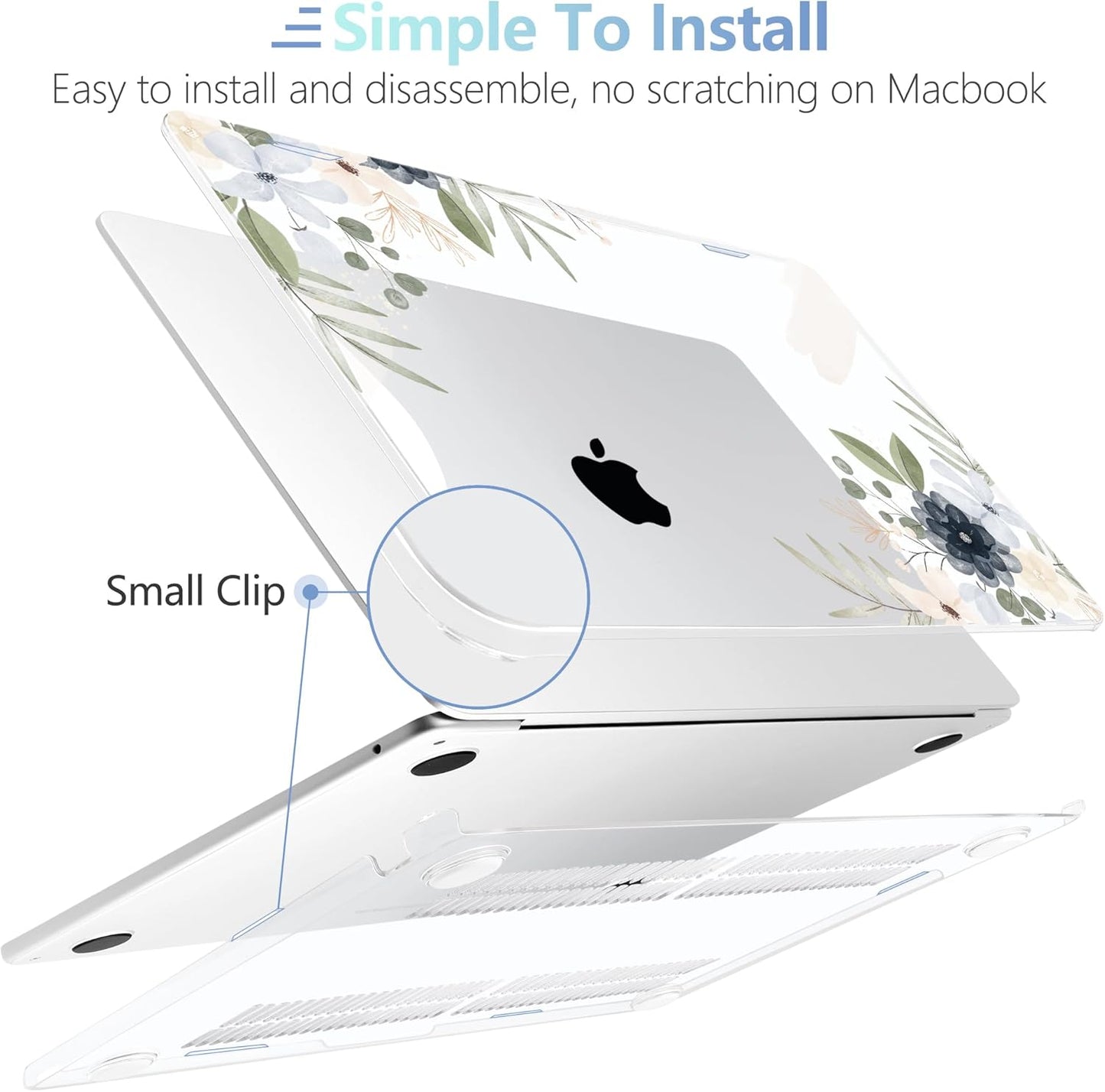 MEEgoodo for M4/M3/M2 MacBook Air 15.3 inch Case 2025 2024 2023, Case Fit Model (A3241/A3114/A2941) for MacBook Air 15 inch, Laptop Hard Shell with Keyboard Cover, Vintage Floral