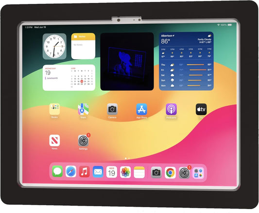 TABcare Anti-Theft Acrylic VESA Enclosure for Apple iPad Pro 13" 2024 with Free Wall Mount Kit & 90-Degree Angle USB C Cable (iPad Pro 13" 2024, Black)