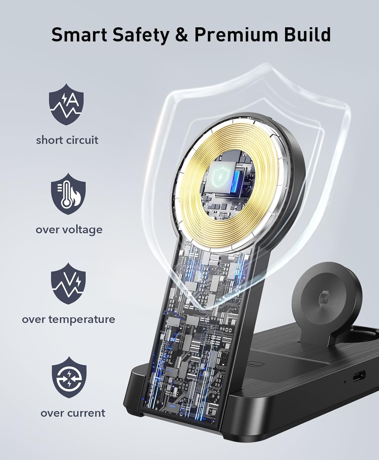 3 in 1 Magnetic Wireless for iPhone Charging Station: Foldable Portable Charger for iPhone 16-12 Pro Max & Apple Watch & AirPods, for Apple Multiple Devices Charger for Home,Office&Travel