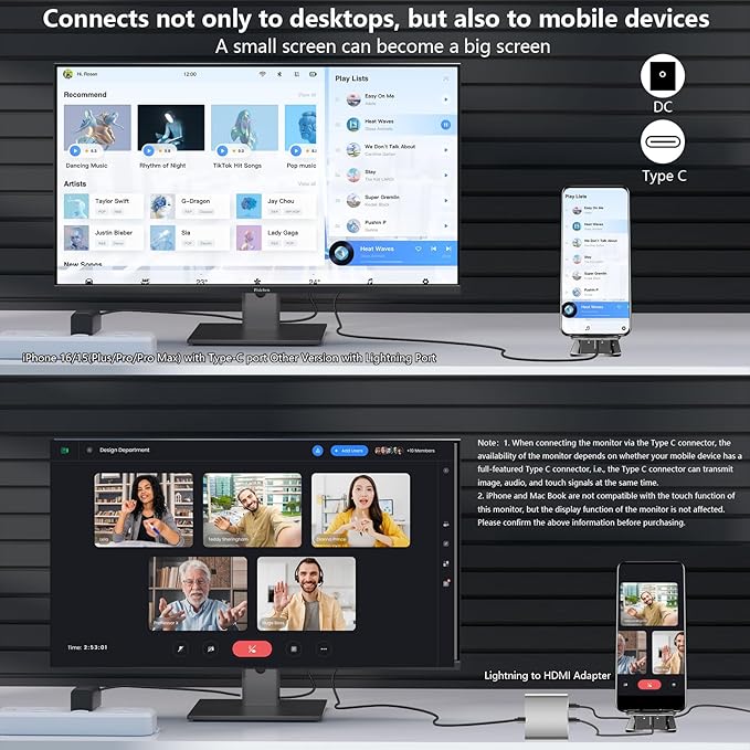 Touchscreen Monitor 27 Inch 2K 100Hz Gaming Monitor, QHD 2560x1440 IPS PC Monitor, 10-Point Multi Touch Screen Computer Monitor, USBC HDMI VGA Ports, Built-in Speakers