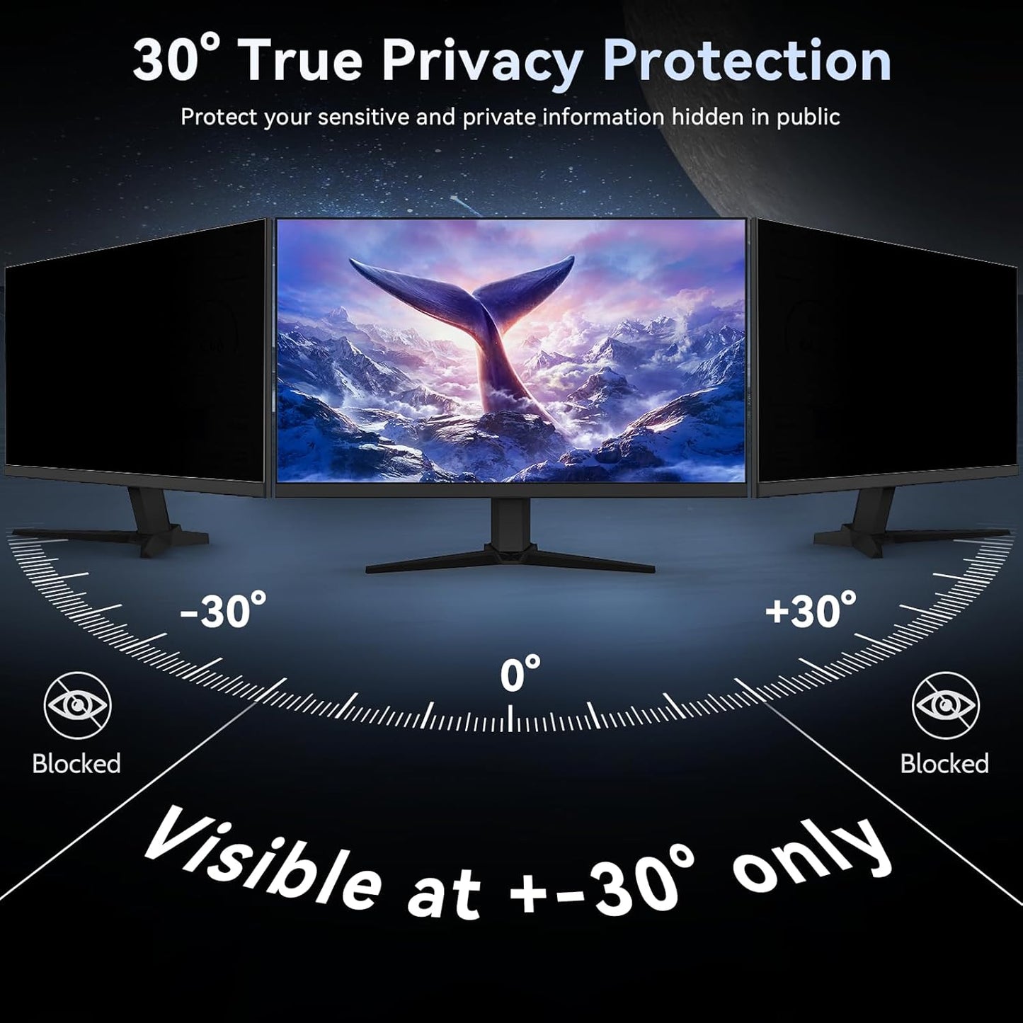 [2 Pack] Computer Privacy Screen 28 Inch for 16:9 Widescreen Monitor, Removable Eye Protection Anti Glare Blue Light Filter, Anti Scratch Computer Monitor Privacy Shield 28 In