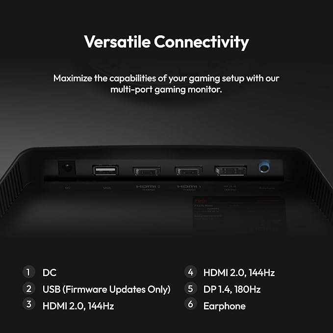 Pixio PX278 Wave 27 inch 180Hz Refresh Rate QHD 1440p Resolution Fast IPS Panel 1ms GTG Response Time Gaming Monitor with FreeSync