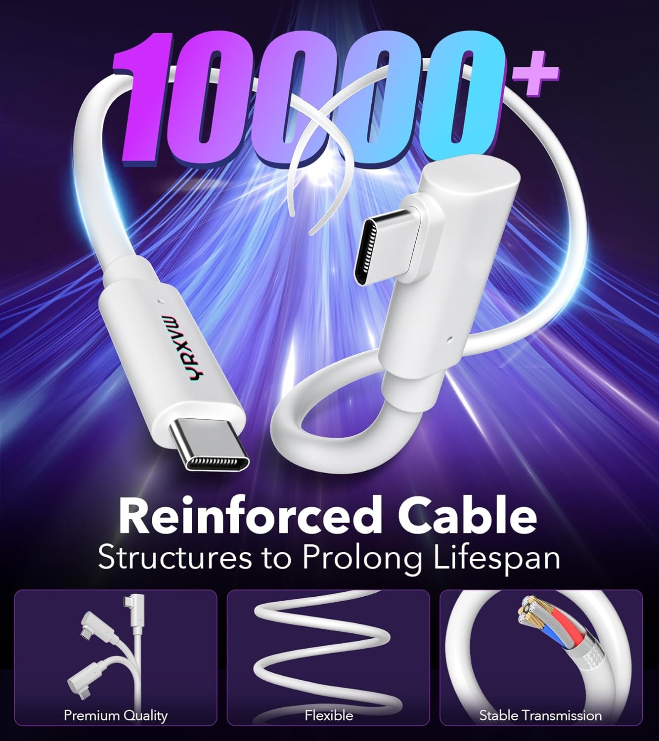 YRXVW Link Cable 16FT Compatible with Meta/Oculus Quest 3S, Quest 3, Quest 2/Pro, PICO 4 Accessories VR Headsets, Charging Cord and High Speed Data Wire, Charging Cable for Steam Gaming PC (16FT)