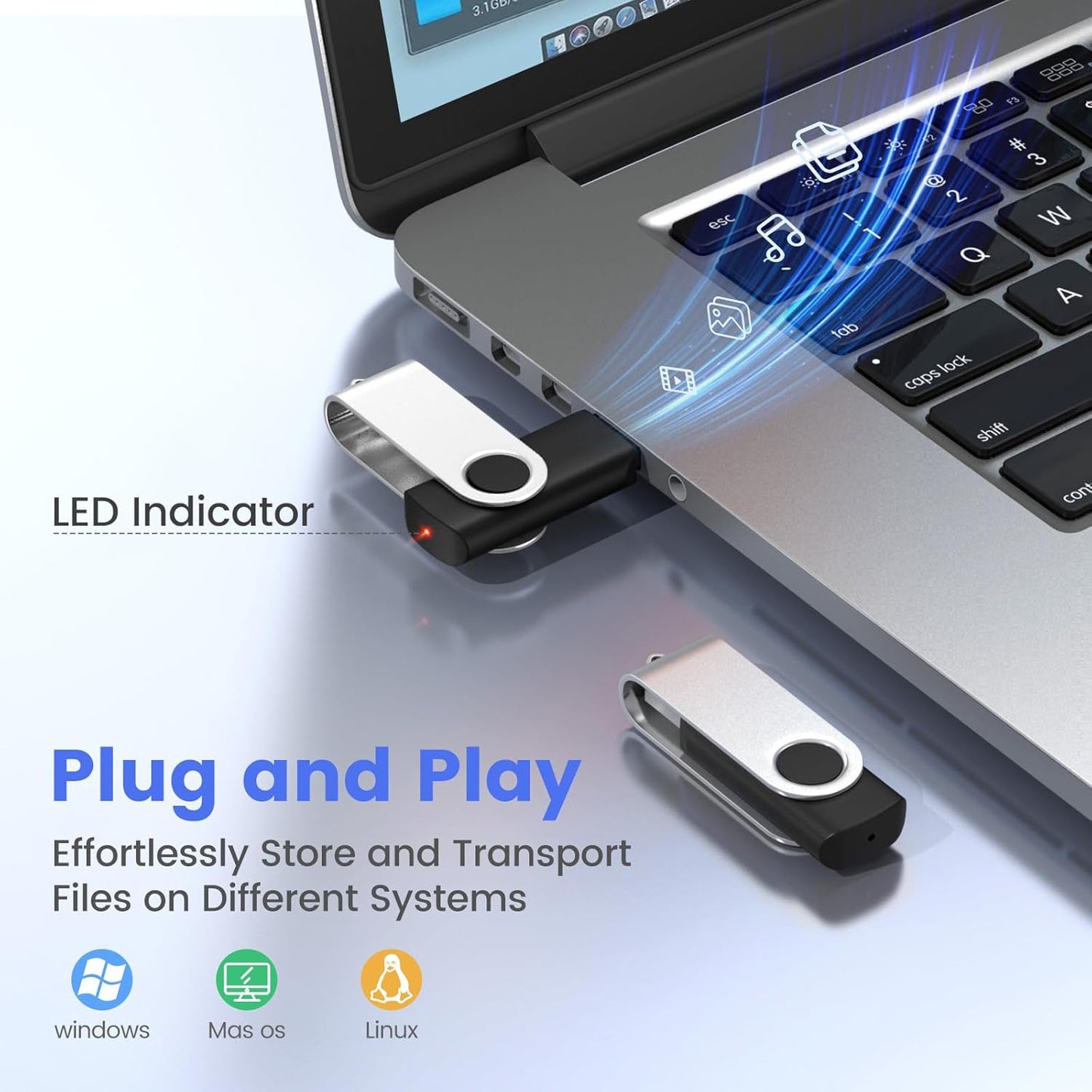 ABLAZE 8GB USB Flash Drive 100 Pack, USB 2.0 Thumb Drives Bulk Memory Sticks Pendrives 100PCS (Black)