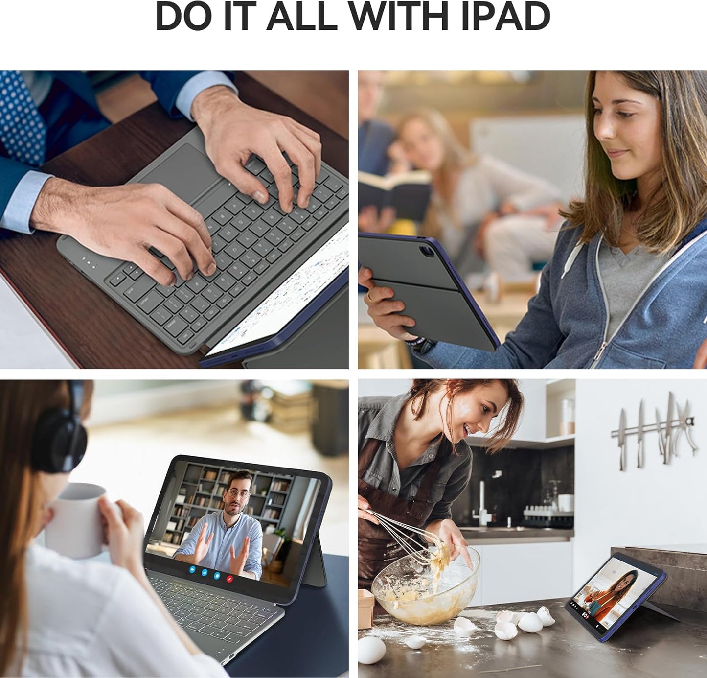 Touch iPad 10th Generation Case with Keyboard (10.9", 2022) & iPad 11th (A16, 2025): Magnetic Split Stand Case, Multi-Touch Trackpad, Rechargeable Wireless Keyboard Folio with Backlit Keys, Gray