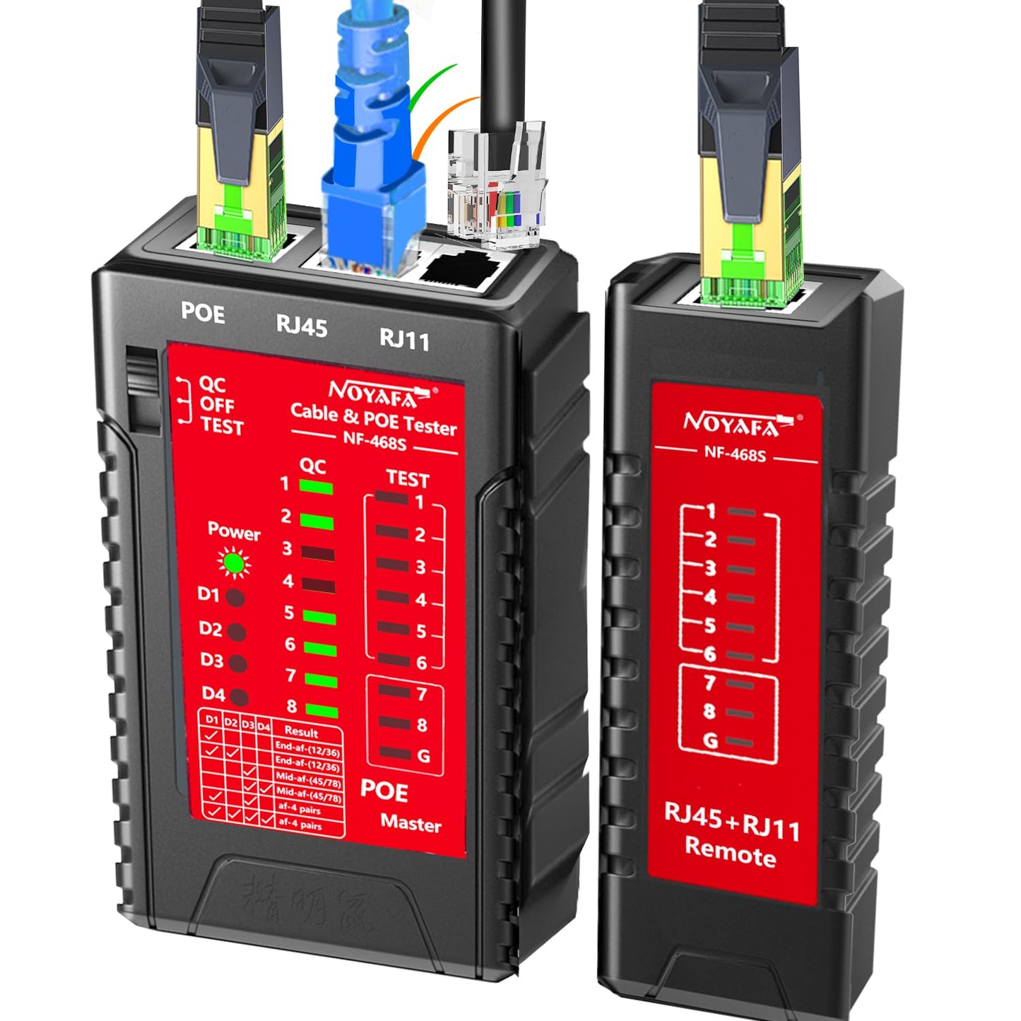 NOYAFA Network Cable Tester for RJ45 RJ11 RJ12 /Cat5 Cat5e Cat6 Cat6a Cat7, Universal Cable Tester, Continuity Test, Phone Line Cat3, Ethernet Tester, LAN Cable Test Tool (Red)
