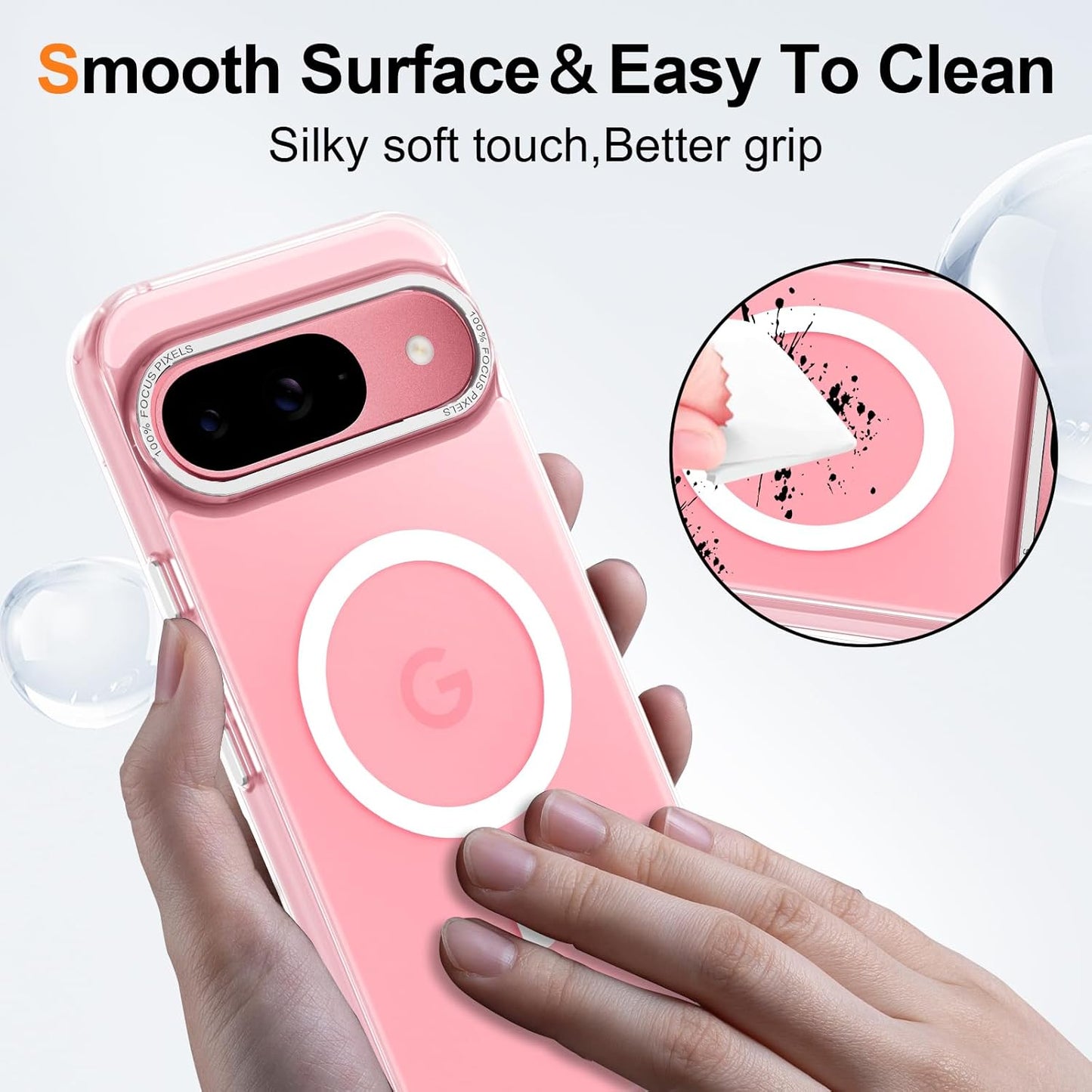 Magnetic for Google Pixel 9/Pixel 9 Pro Case, [Military Grade Drop Protection] [Compatible with MagSafe] Shockproof Slim Translucent Matte Anti-Slip for Women Girls Men Case, Clear