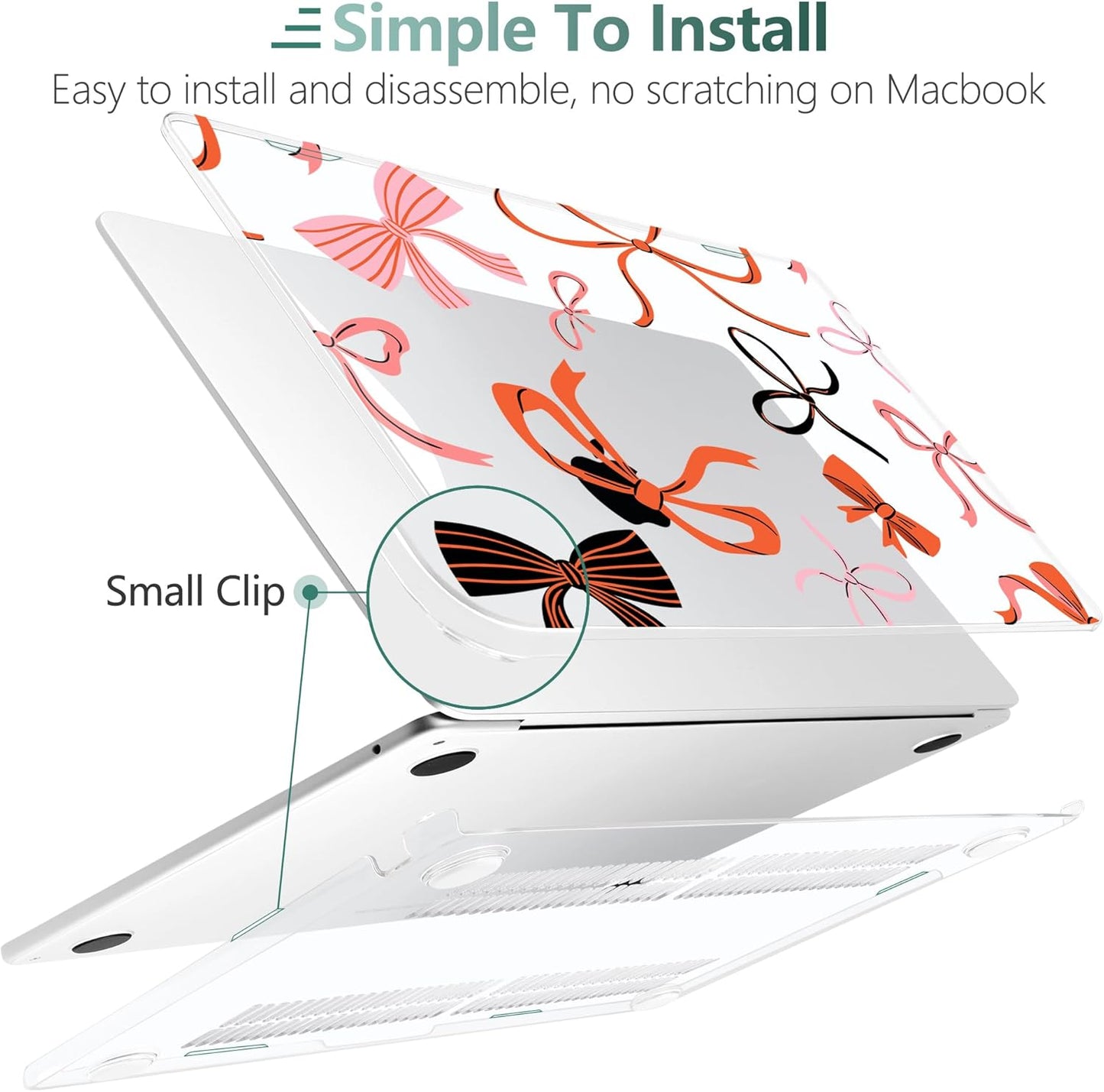 TWOLSKOO Compatible with M4 MacBook Air 13.6 inch Case 2025-2022 Release M4 A3240 M3 A3113 M2 A2681, Plastic Hard Shell & Keyboard Cover & Type C Adapter & Screen Protector, Red Bows
