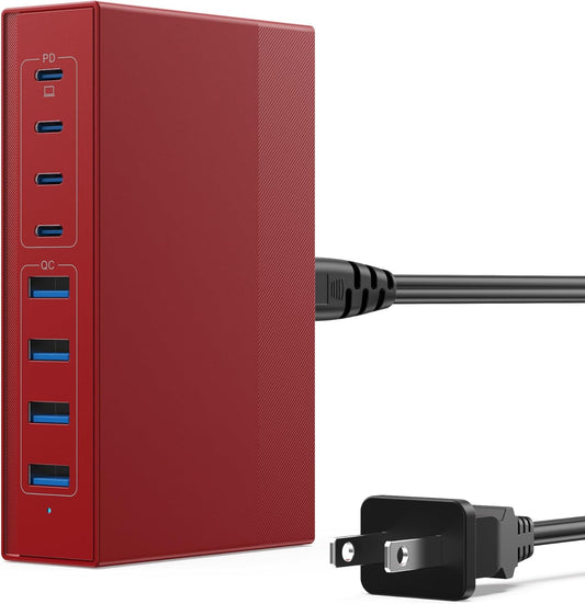 200W USB C Charger Block, 8-in-1 GaN III USB C Charger Fast Charging Station Hub, PD 65W Laptop Adapter for MacBook Pro/Air/Dell XPS/iPhone 16/15/14/iPad/Galaxy S24 etc