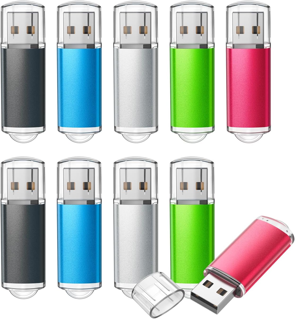 TOPESEL 32GB 10 Pack USB Flash Drive Flash Drive 2.0 Memory Stick Fold Storage Thumb Stick Jump Drive Pen Swivel Design for PC laptops, Tablets, TVs, car Audio (5 Mixed Colors)