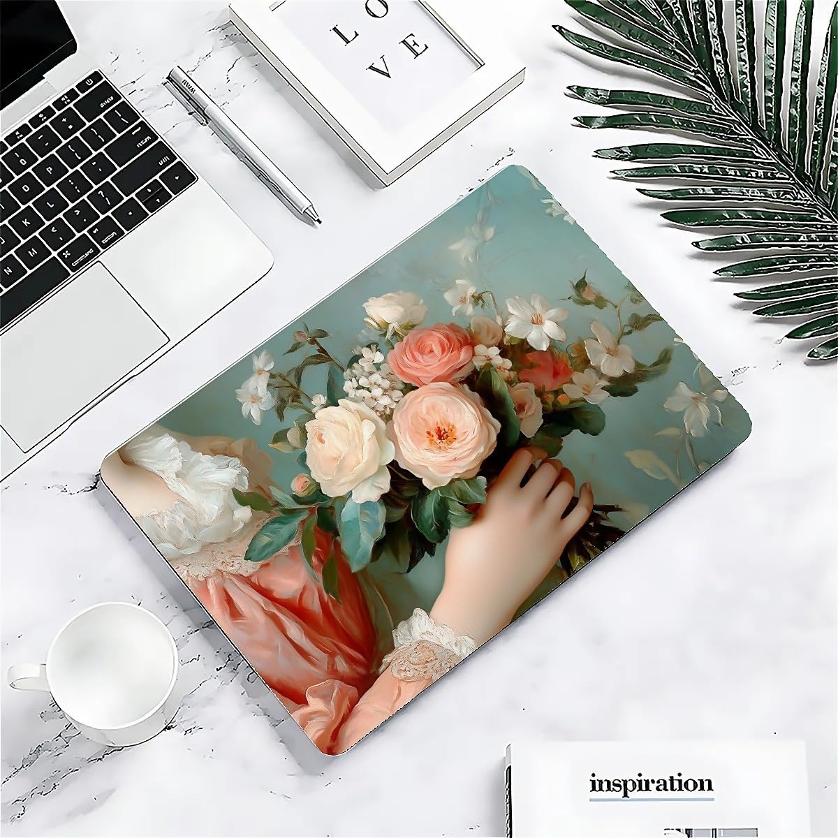 Compatible with MacBook Air 13.3 13.6 Inch Case 2022 2021 2020 2019 Plastic Hard Shell Case Cover,13.6 Air (A2681) M2 2022, A Lady with Flowers