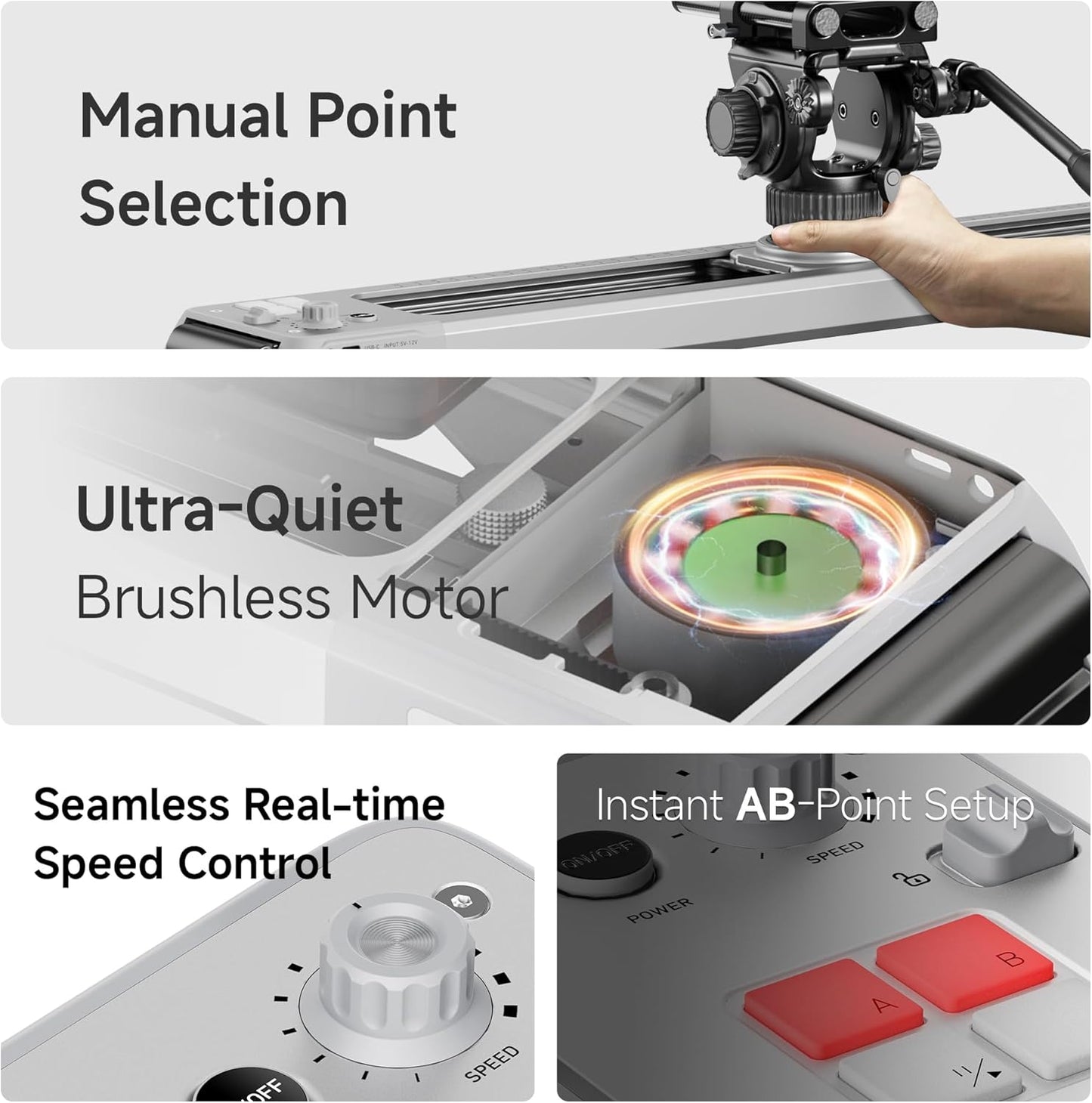 Zeapon EVO 125°Panorama Rotating Motorized Camera Slider, Powerful Quiet Motor for 5.5-11Lbs Payload, 23.6''/40cm Light Compact Slider Dolly with Carrying case, Buttons & App Control (D40 (15.7''))