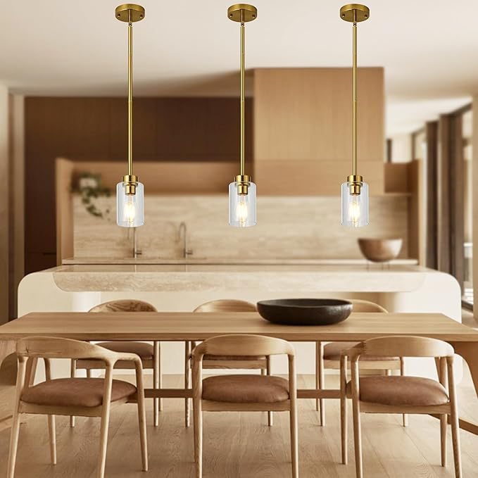 Brass Pendant Lights Kitchen Island, Glass Pendant Light Mordern Kitchen Island Pendant Lights Set of 2 Pack