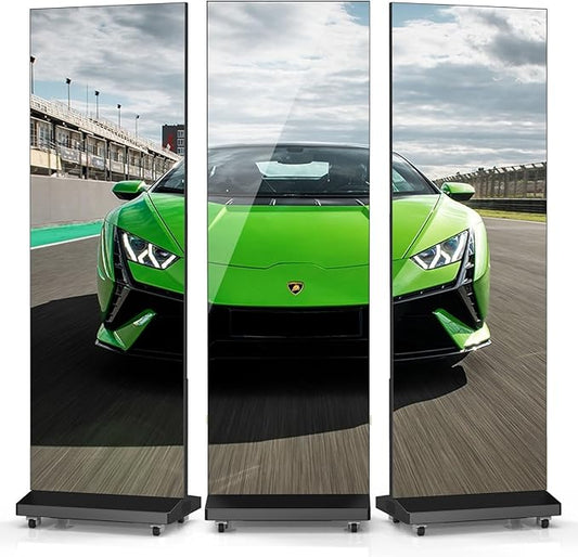 80" Seamless Splicing LED Display, Foldable Poster Screen with P1.86 Digital Signage Display LED Totem with USB/HDMI/WiFi/Remote