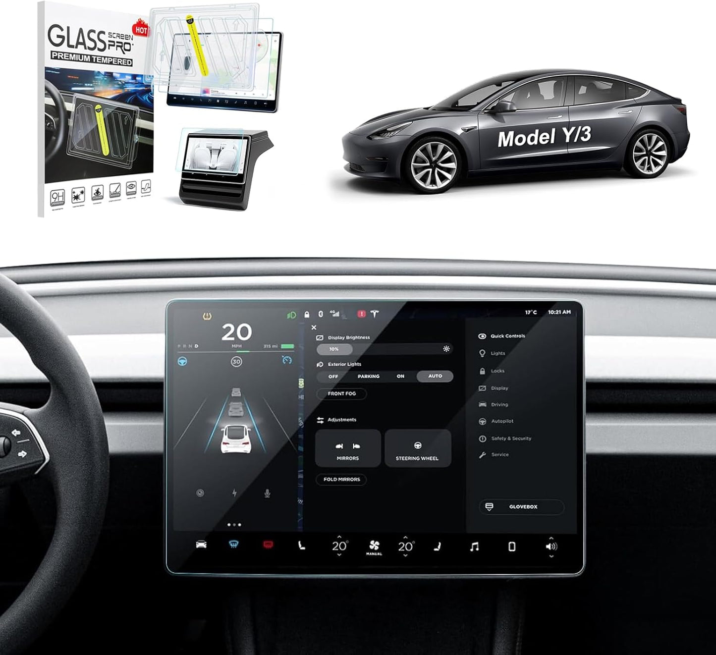 Tempered Glass Screen Protector for Tesla 2024 2025 Model 3 Highland & 2025 Model Y Juniper, Center Control Navigation Touch Screen, Car Screen Protector Accessories, 9H Anti-Glare Anti-Fingerprint, Matte