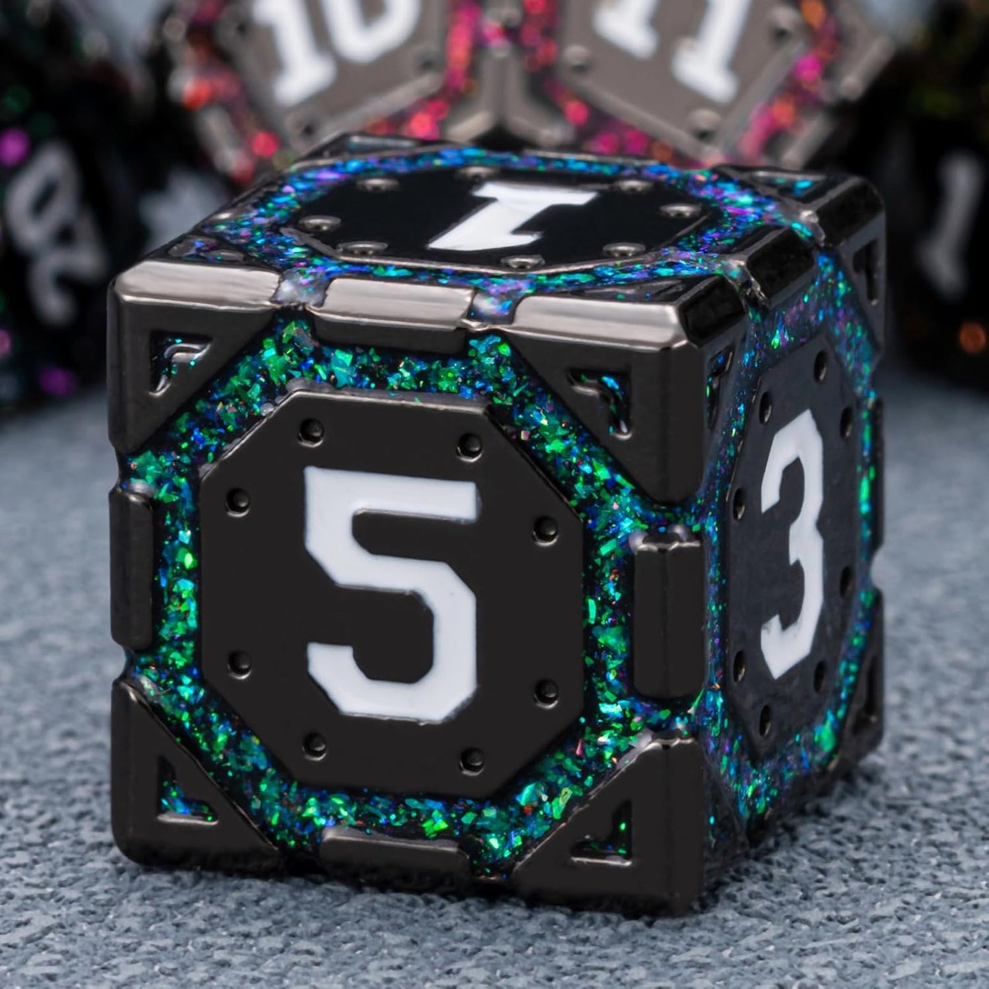 DND Metal Dice Set, Polyhedral Dice Set for RPG D&D Dice with Cracks Dungeons and Dragons Dice Set for RPG TTRPG D&D Die with Gift Case(Black Nickel 7 Colors)