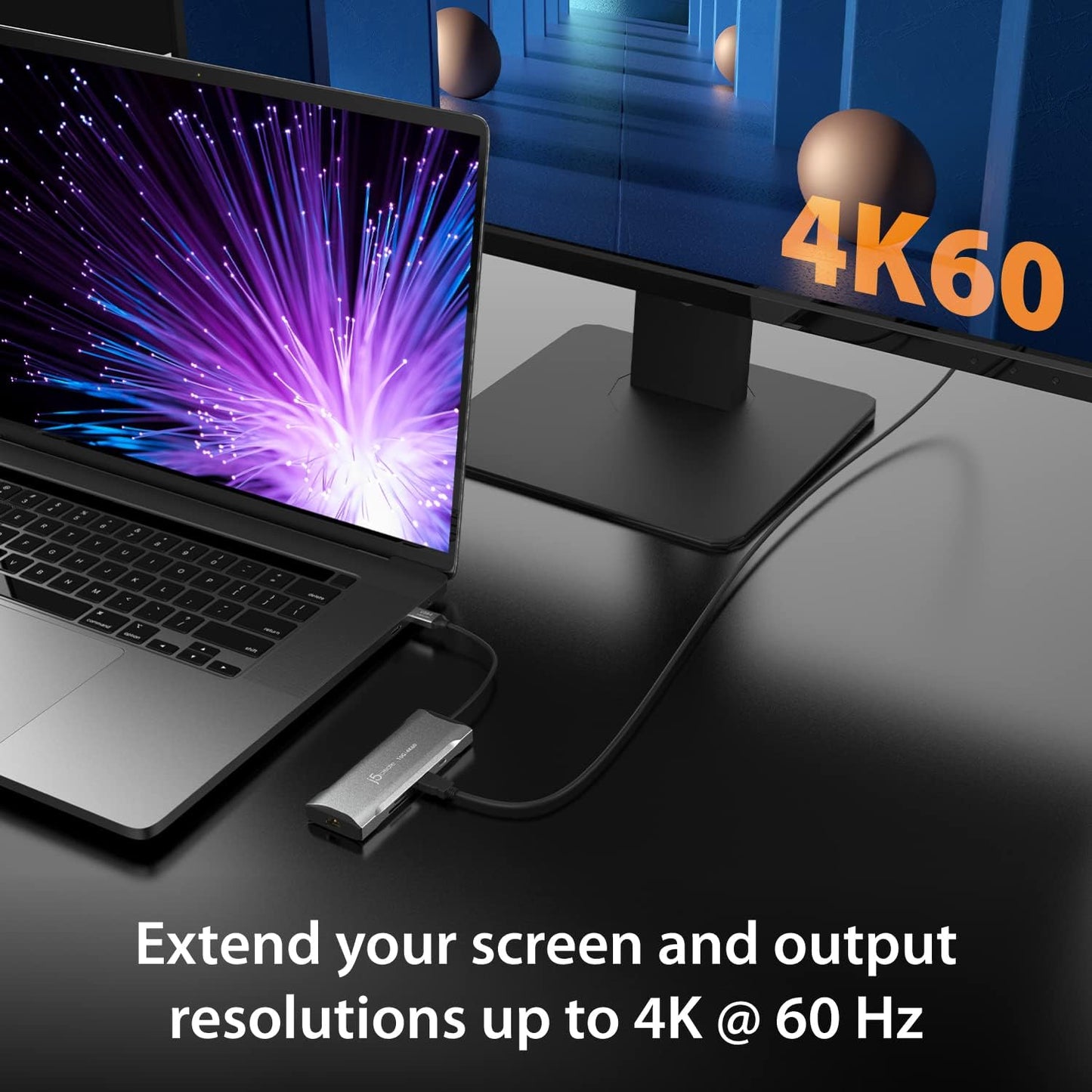 j5create Laptop Docking Station, 9-in-1, 4K60Hz HDMI, USB-C 10Gbps, 2 USB-A 10Gbps, 100W PD with USB-C 5Gbps, Ethernet, SD 4.0 Card Reader, for MacBook, XPS, Surface Pro (JCD393)
