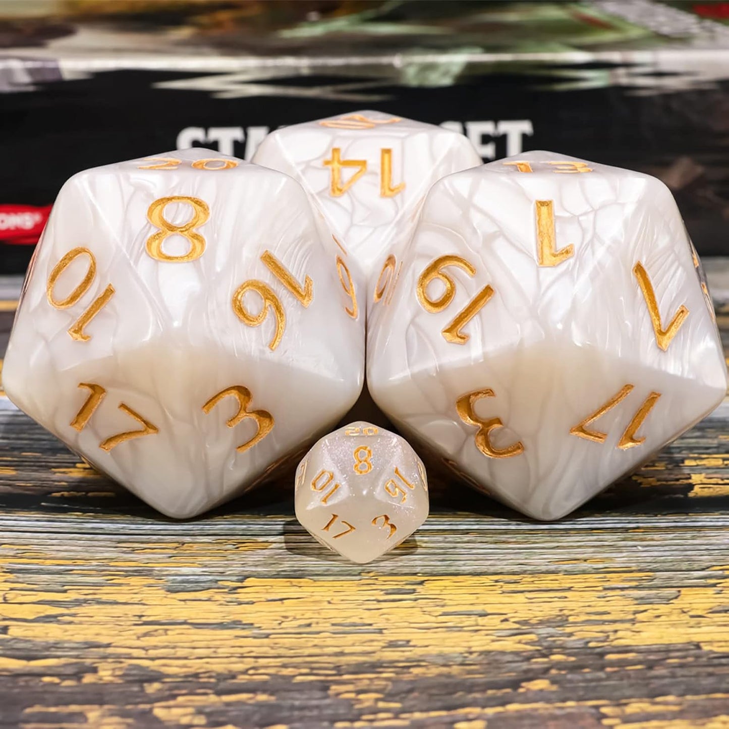 20 Sided DND Dice,D20 Giant Polyhedral Dice,55mm Titan Large Pearl Color D20 Dice,20 Sided Cube D&D Dice Set for Dungeons and Dragons, RPG, MTG Table Games(White Pearl)