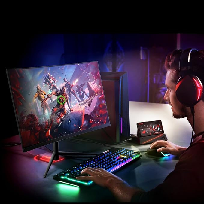 24-inch Curved Gaming Monitor, FHD 180Hz 1ms Computer Monitor, 1800R, AMD FreeSync & G-Sync Compatible, HDMI DP VESA Built-in Speakers