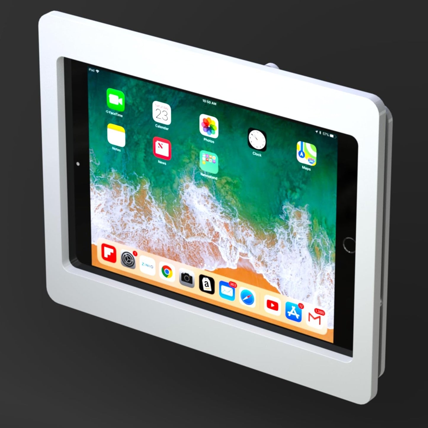 TABcare Anti-Theft Acrylic VESA Enclosure for Apple iPad 5/6 9.7" with Free Wall Mount Kit & 90-Degree Angle Charge Cable (iPad 5/6 9.7", Black)