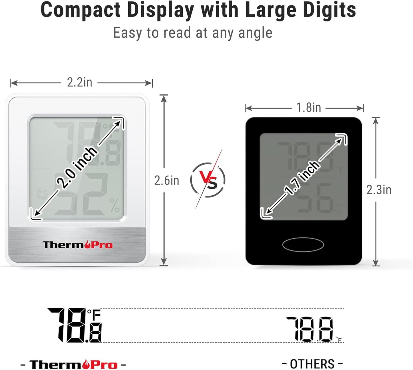 ThermoPro TP49 2 Pieces Digital Hygrometer Indoor Thermometer Humidity Meter Mini Hygrometer Thermometer with Temperature and Humidity Monitor Room Thermometer