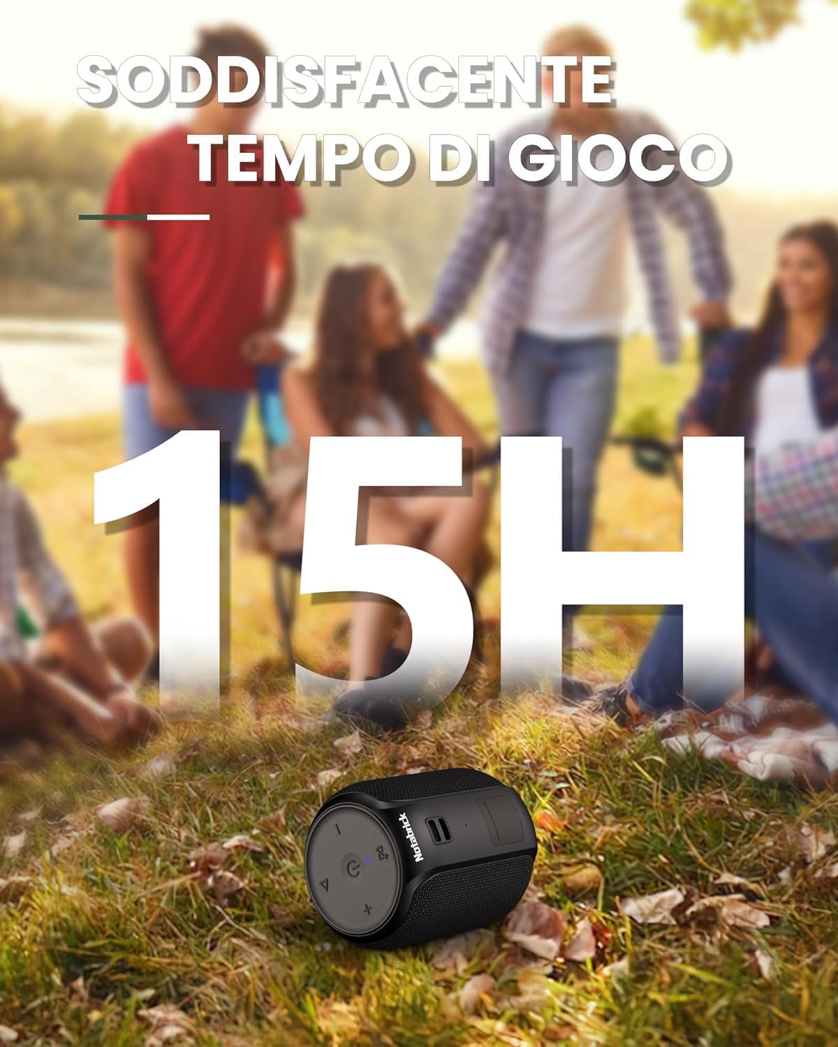 NOTABRICK Bluetooth Speaker, 15W Portable Speakers Bluetooth Wireless V5.0 with Stereo Sound, Active Extra Bass, IPX67 Waterproof Shower Speaker, Double Pairing, for Party, Home Theater, Game Theater