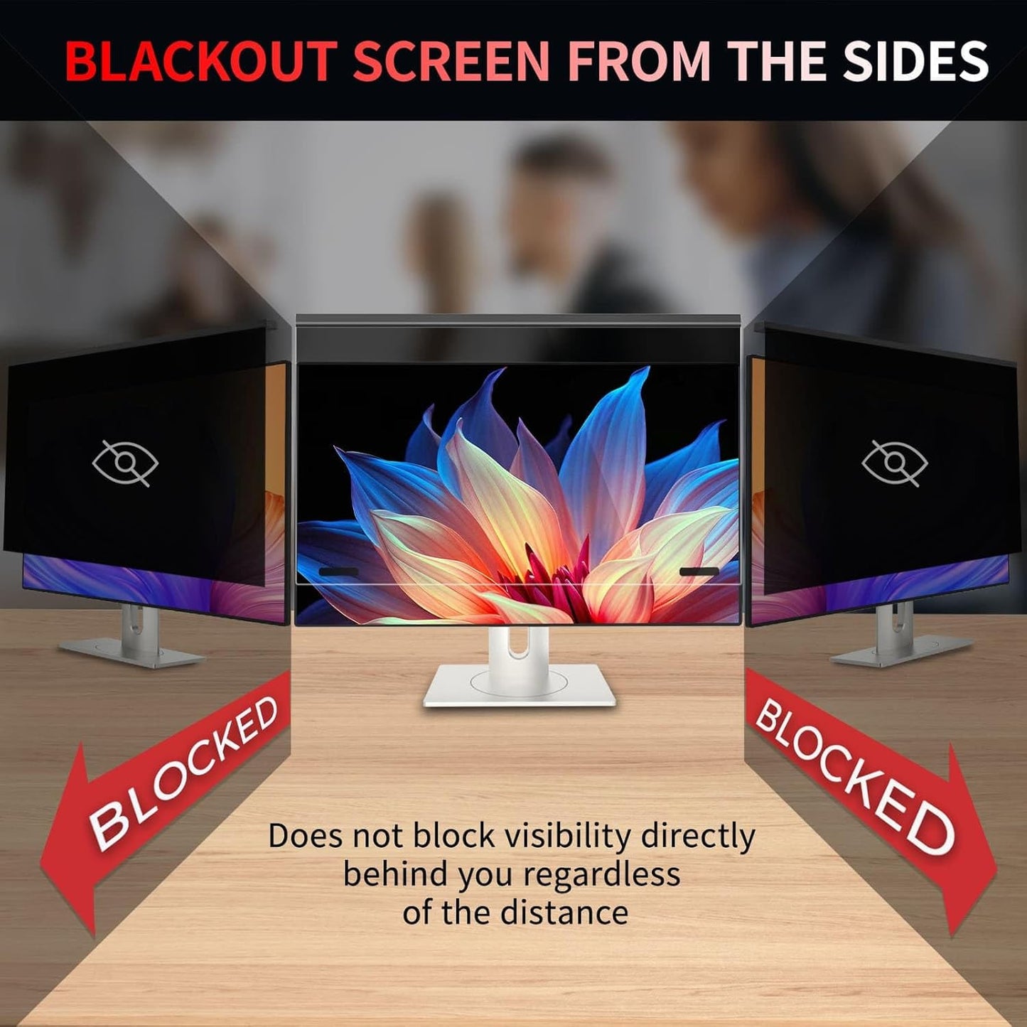 Magnetic 24 Inch Computer Privacy Screen Filter, Aluminum Alloy Hanging Privacy Screen for Computer Monitor for 16:9 Monitor Removable Anti Blue Light Eye Protection