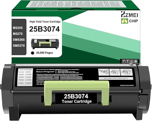 25B3074 Toner Cartridge Extra High Yield Compatible for Lexmark 25B3074 Black Toner with New Chip Replacement for Lexmark M5255 M5270 XM5365 XM5370 45,000 Pages