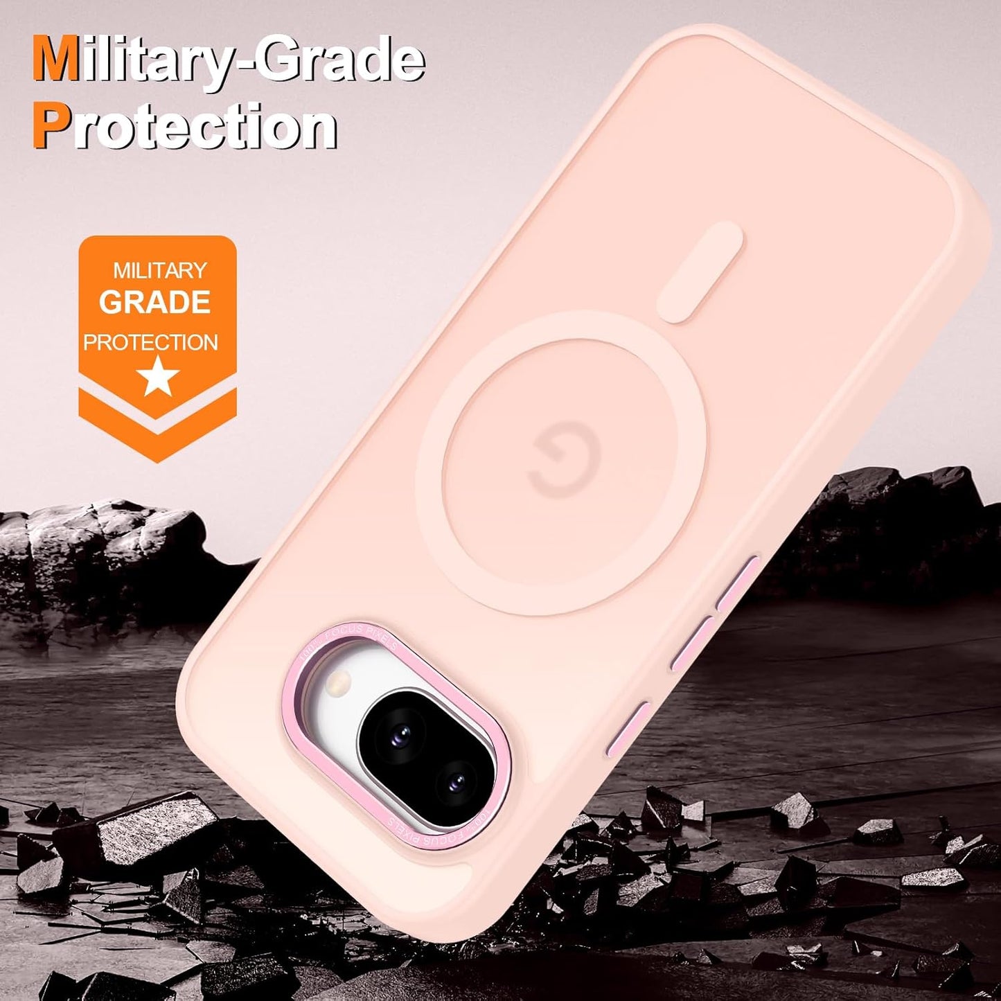 Magnetic for Google Pixel 9a Case, [Military Grade Drop Protection] [Compatible with MagSafe] Shockproof Slim Translucent Matte Anti-Slip for Women Girls Men Case, Pink