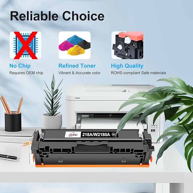 RGiNK 218A Toner (No Chip) Compatible for HP 218A Toner Cartridges 4 Pack - 218X Toner Work for HP Color Laserjet Pro MFP 3301fdw 3301CDW 3301SDW| 3201DW-W2180A 218X W2180X (4 Pack)