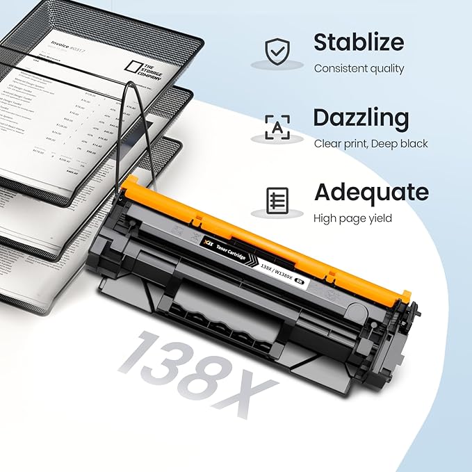 XJI 138X(with Chip) Compatible Toner Cartridges Replacement for HP 138 X A W1380X 138A W1380A High Yield Ink, for Laser Jet Pro 3001dn 3001dw MFP 3101fdn 3101fdw 3101sdw Printer Black