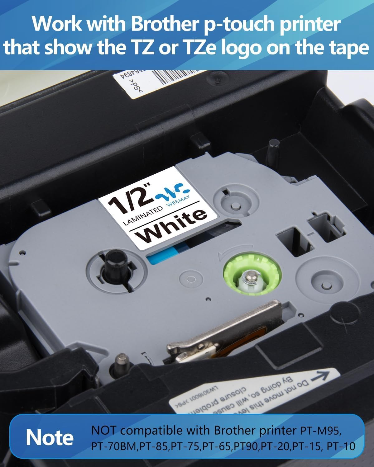 Weemay 1/2" Label Maker Refills Compatible for Brother Tze Tz Tape 12mm 0.47 Laminated White TZ-231 for Ptouch Label Maker Cube PTD210 PTP701BT PTD220 PTH110 PTH110BP PTH111 PTP750W PTD600, 20 Pack