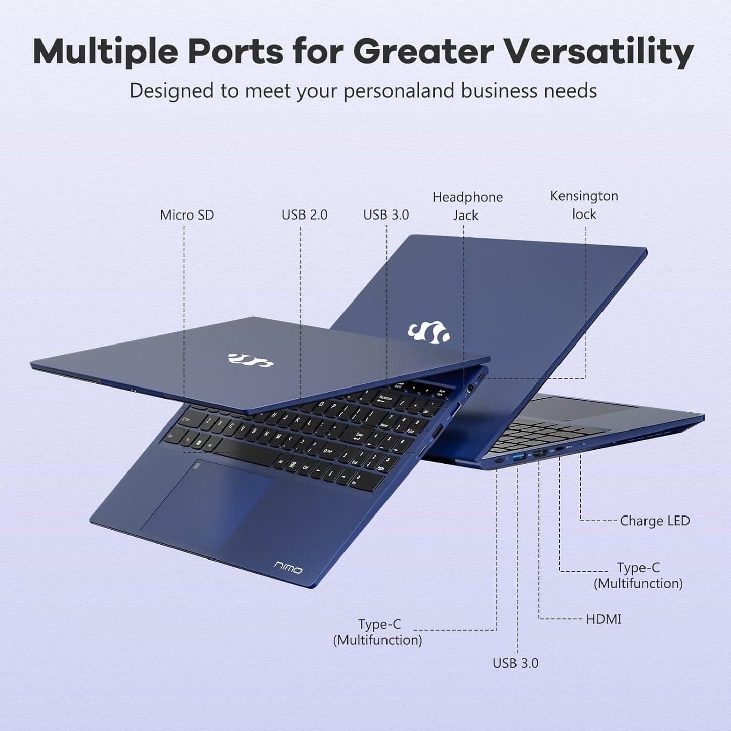 NIMO 15.6" IPS FHD-Gaming-Laptop, AMD Ryzen 5 6600H 6-Cores 660M GPU 32GB DDR5 RAM 2TB SSD(Beat i7-1165G7, Up to 4.5GHz) Computer with 100W GaN Type C Fingerprint Backlit Keyboard Win 11