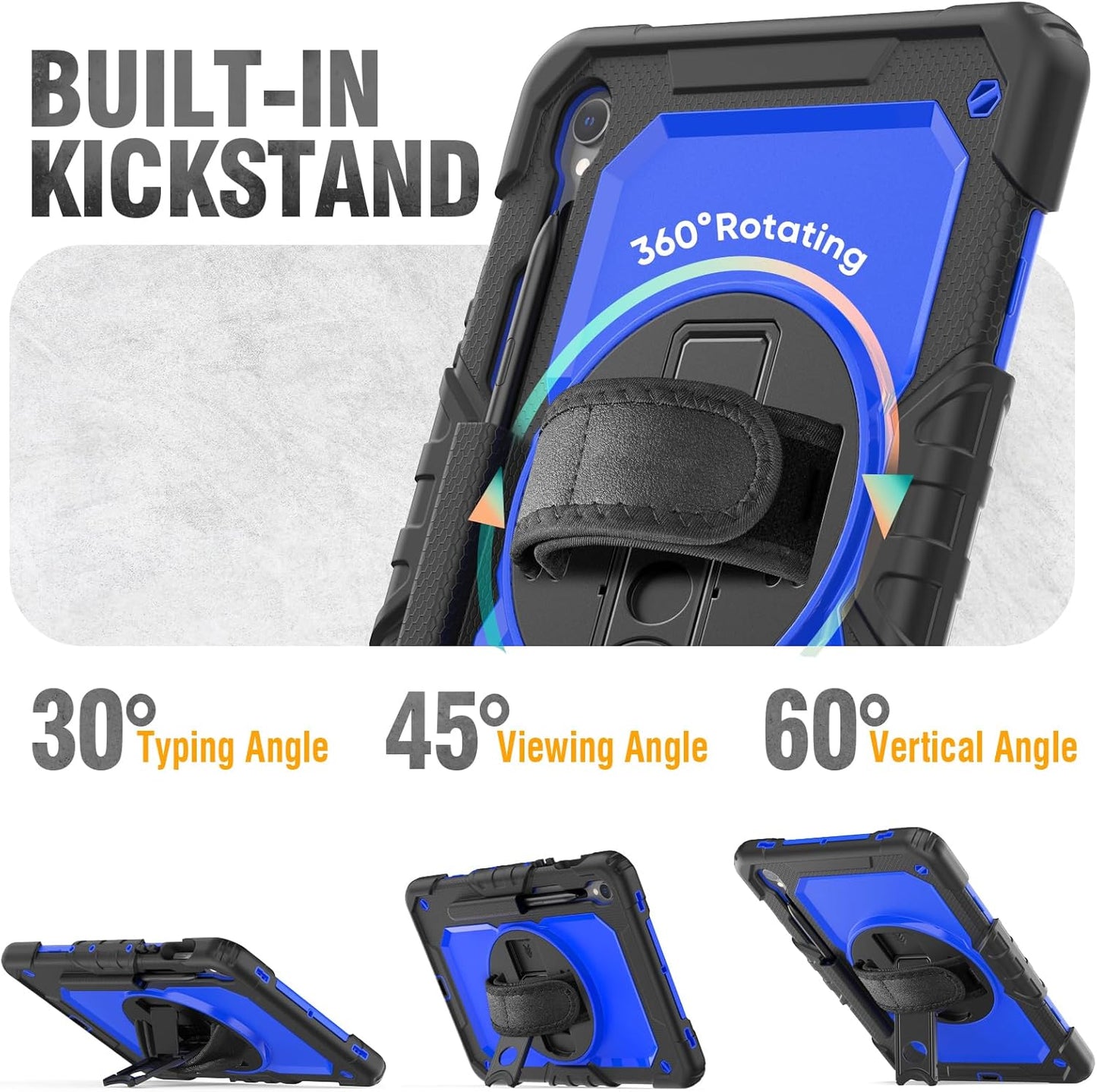 HXCASEAC Case for Galaxy Tab S10 FE / S9 FE 5G 10.9 inch, Shockproof Design with Screen Protector, 360° Hand Strap Stand, S Pen Holder, Heavy Duty Protective Samsung S9 FE / S10 FE Tablet Case, Blue